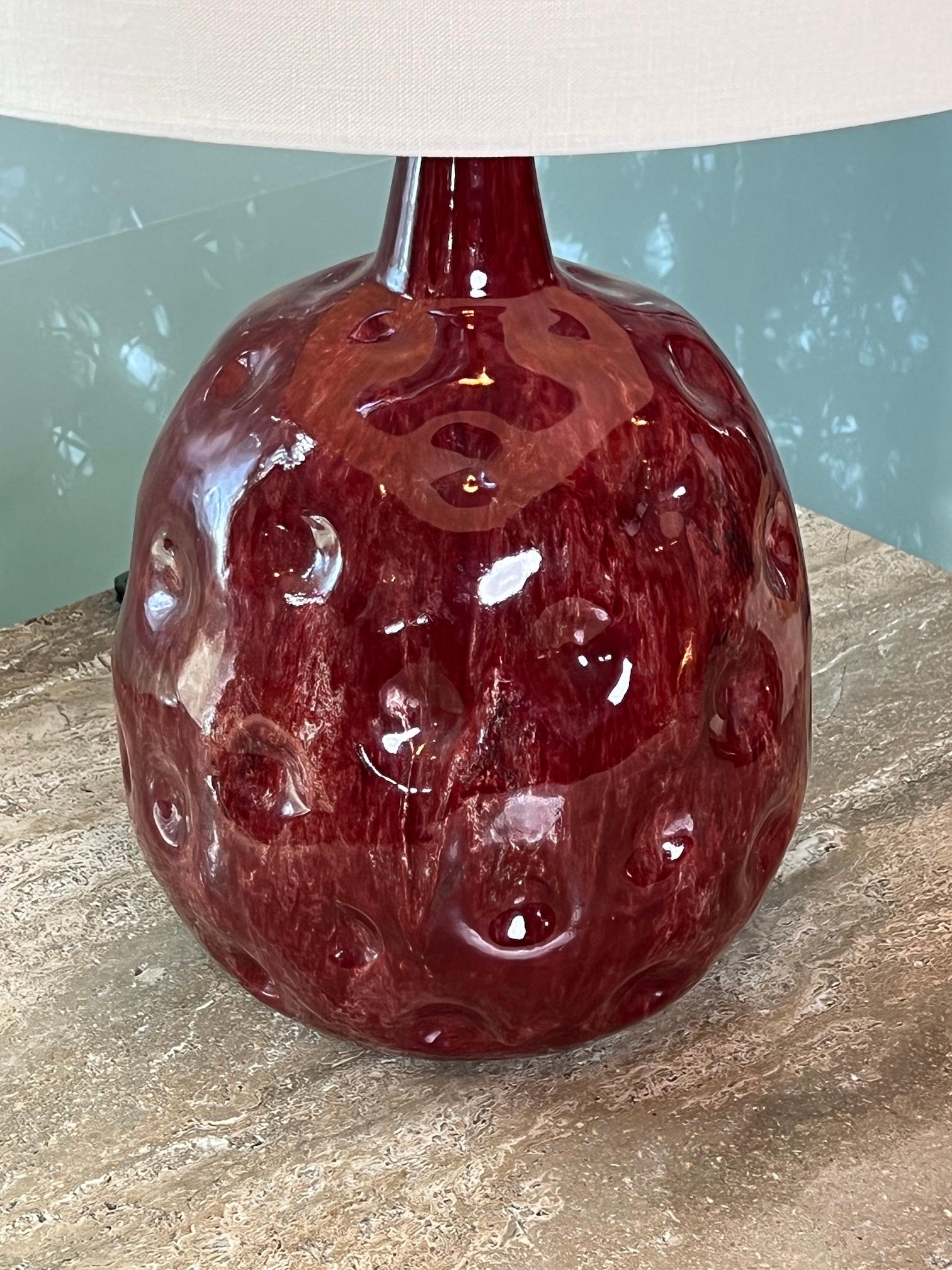 Marcello Fantoni Dimpled Ceramic Table Lamp For Sale 1