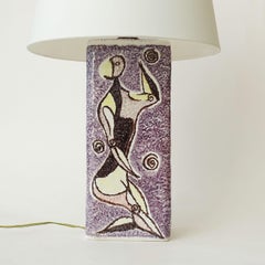 Marcello Fantoni Early Cubist Figural Ceramic Table Lamp, 1950s