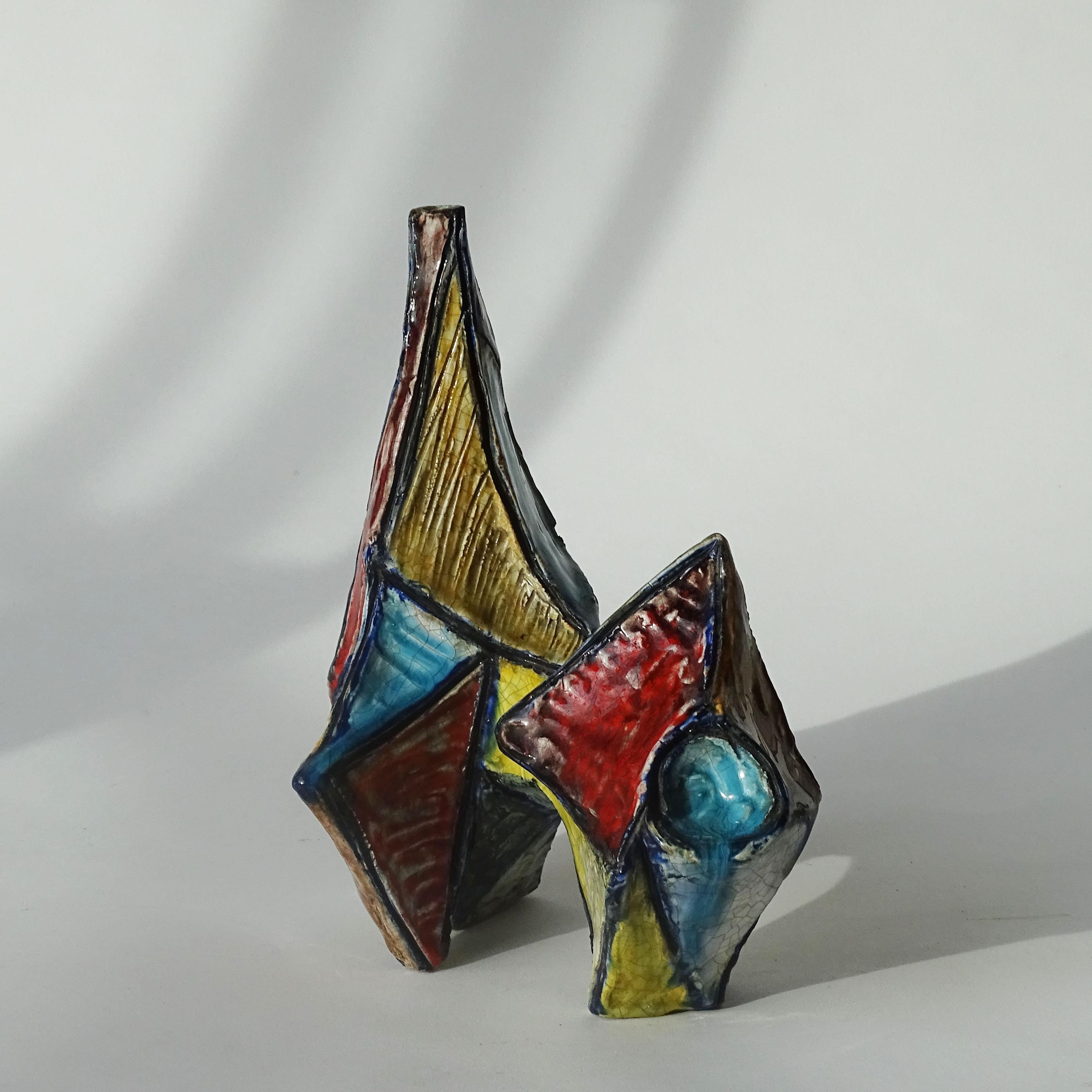 Marcello Fantoni early cubist vase, Italy 1950s For Sale 3