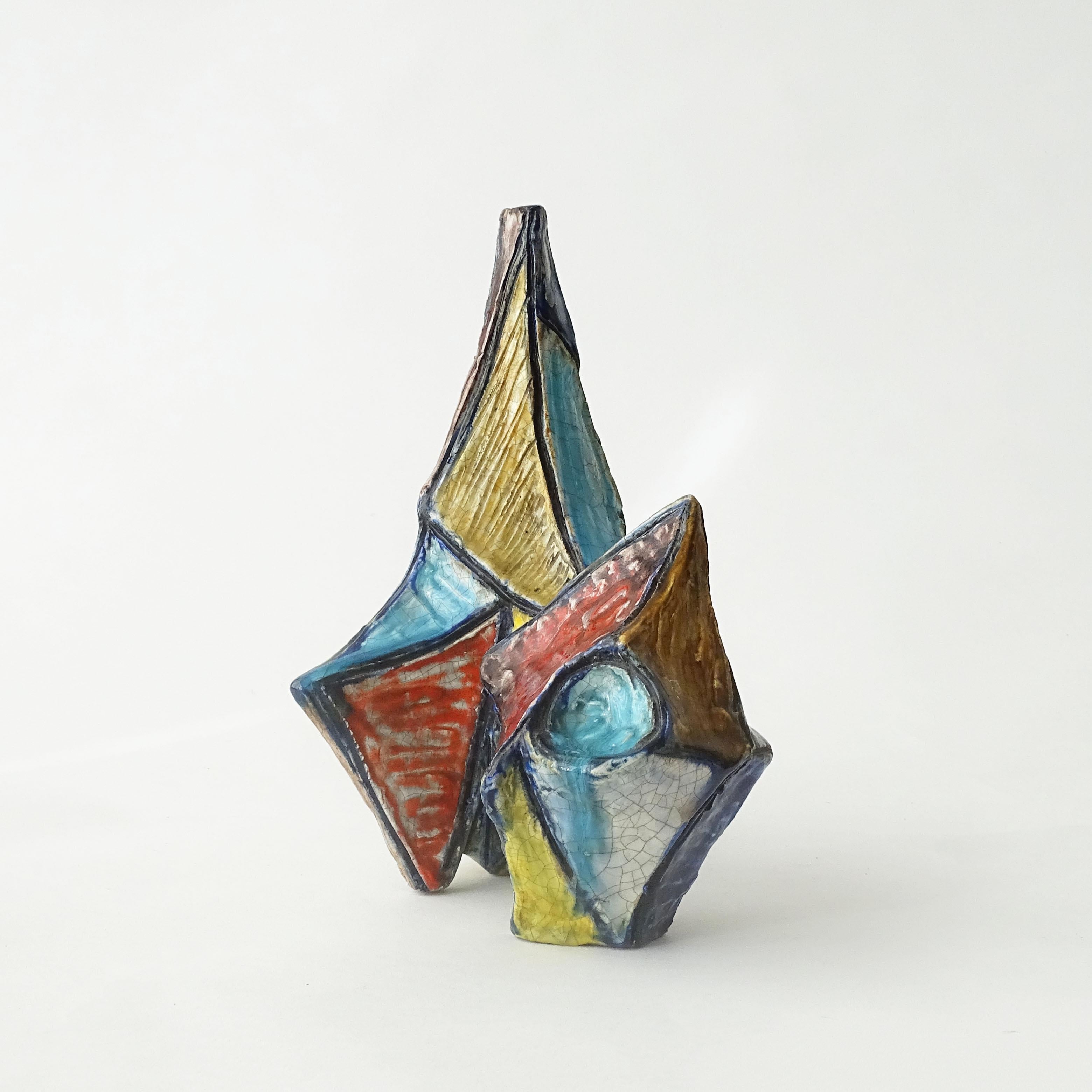 Marcello Fantoni, frühe kubistische Vase, Italien 1950er Jahre (Moderne der Mitte des Jahrhunderts) im Angebot