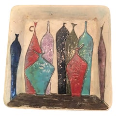 Marcello Fantoni Empty Pockets / Wall Plate Luster Worked Ceramic, 1950, Italy