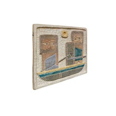 Marcello Fantoni Figural Ceramic Wall Plaque, 1950s
