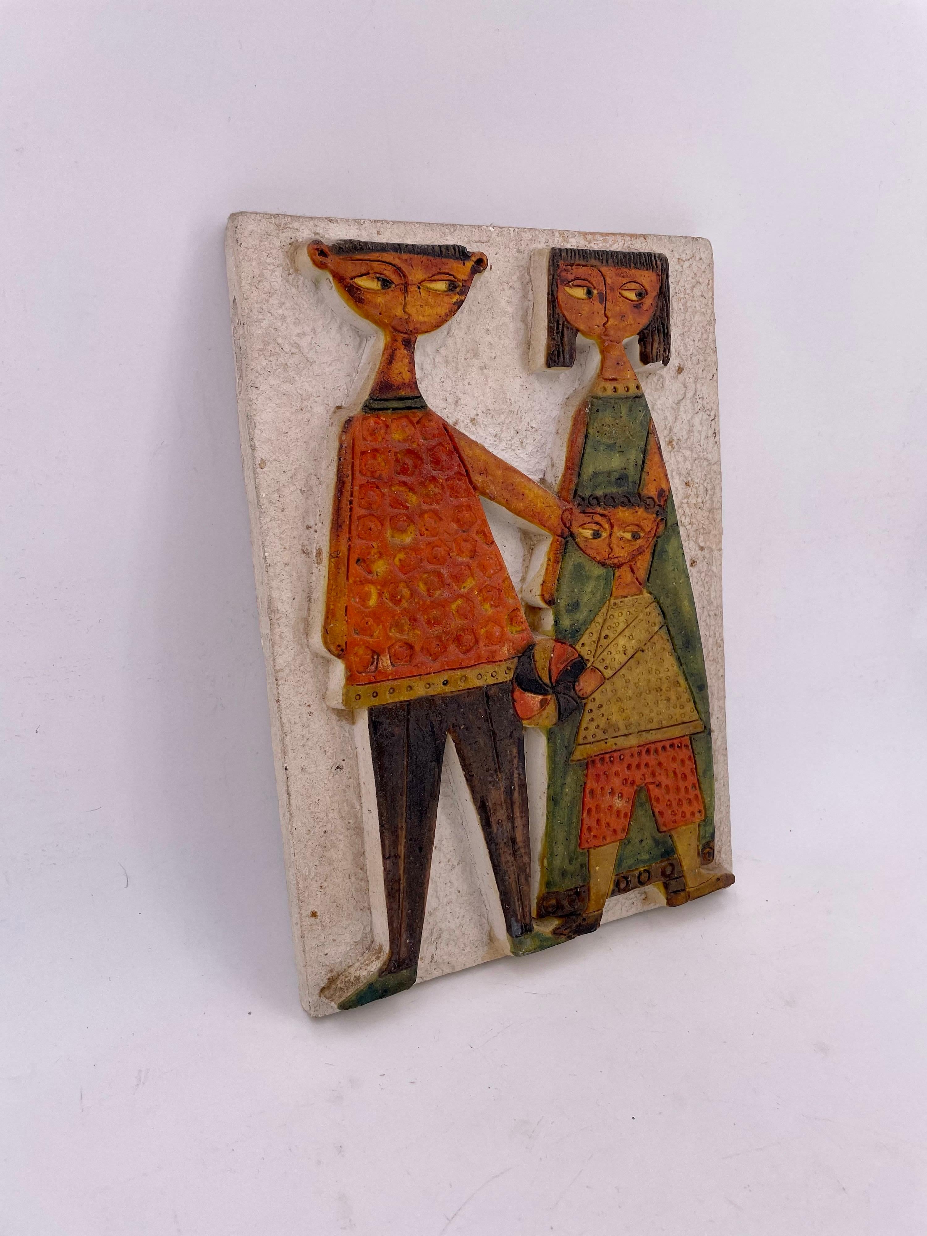 Mid-Century Modern Marcello Fantoni Figural Ceramic Wall Plaque, 1950s For Sale