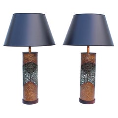 Marcello Fantoni for Raymor Brutalist Copper Table Lamps