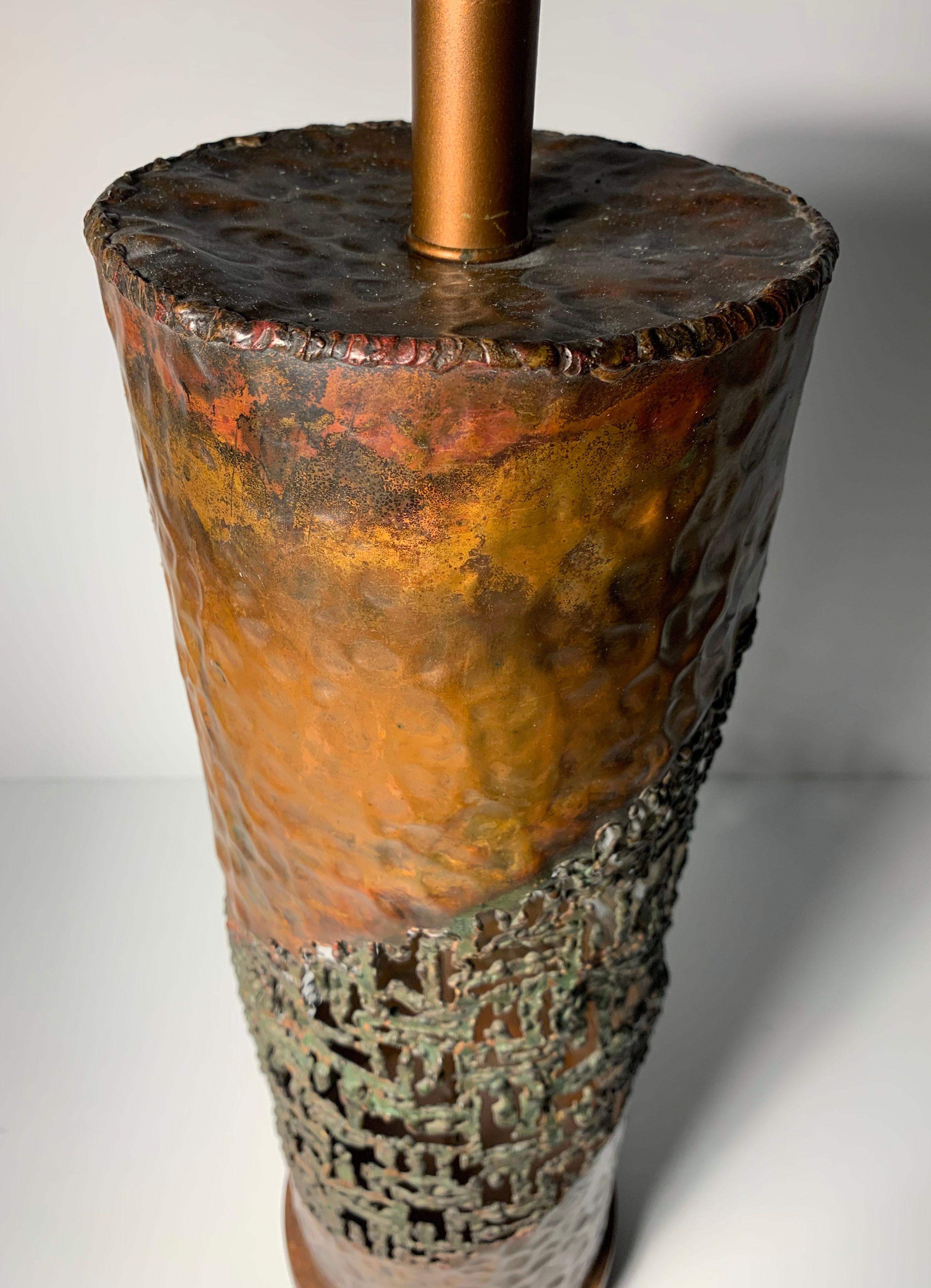 Marcello Fantoni for Raymor Copper Torch-Cut Table Lamp In Good Condition For Sale In Chicago, IL