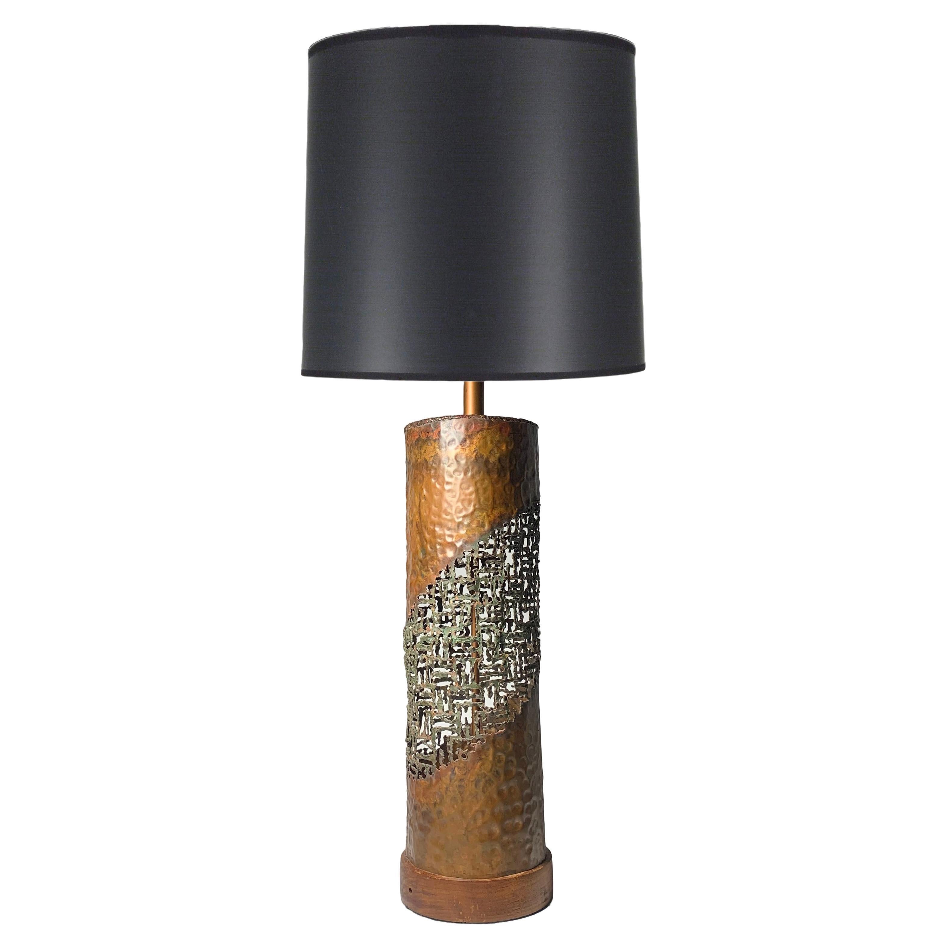 Marcello Fantoni for Raymor Copper Torch-Cut Table Lamp For Sale