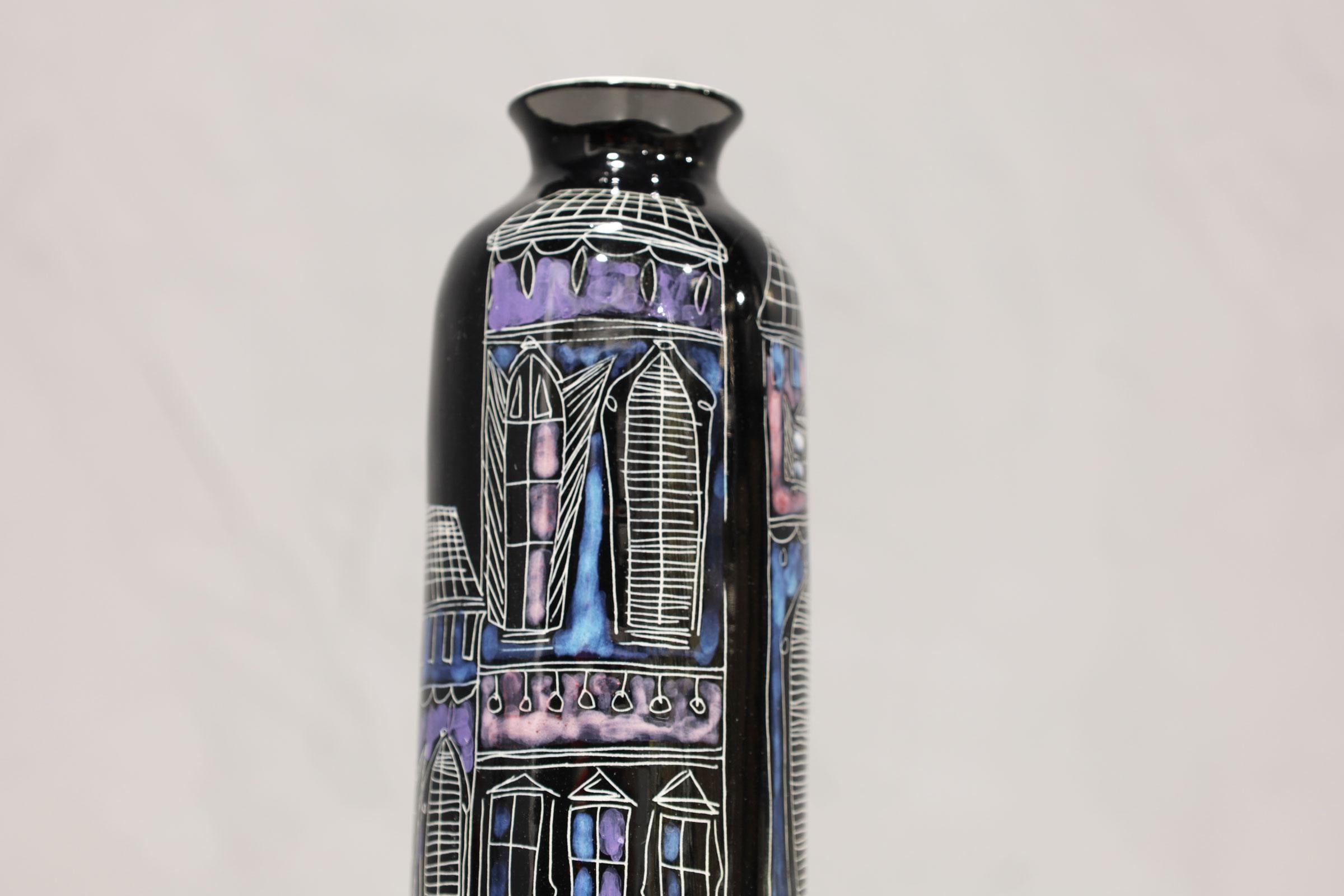 20th Century Marcello Fantoni for Raymor Glazed Ceramic Vase, Signed For Sale