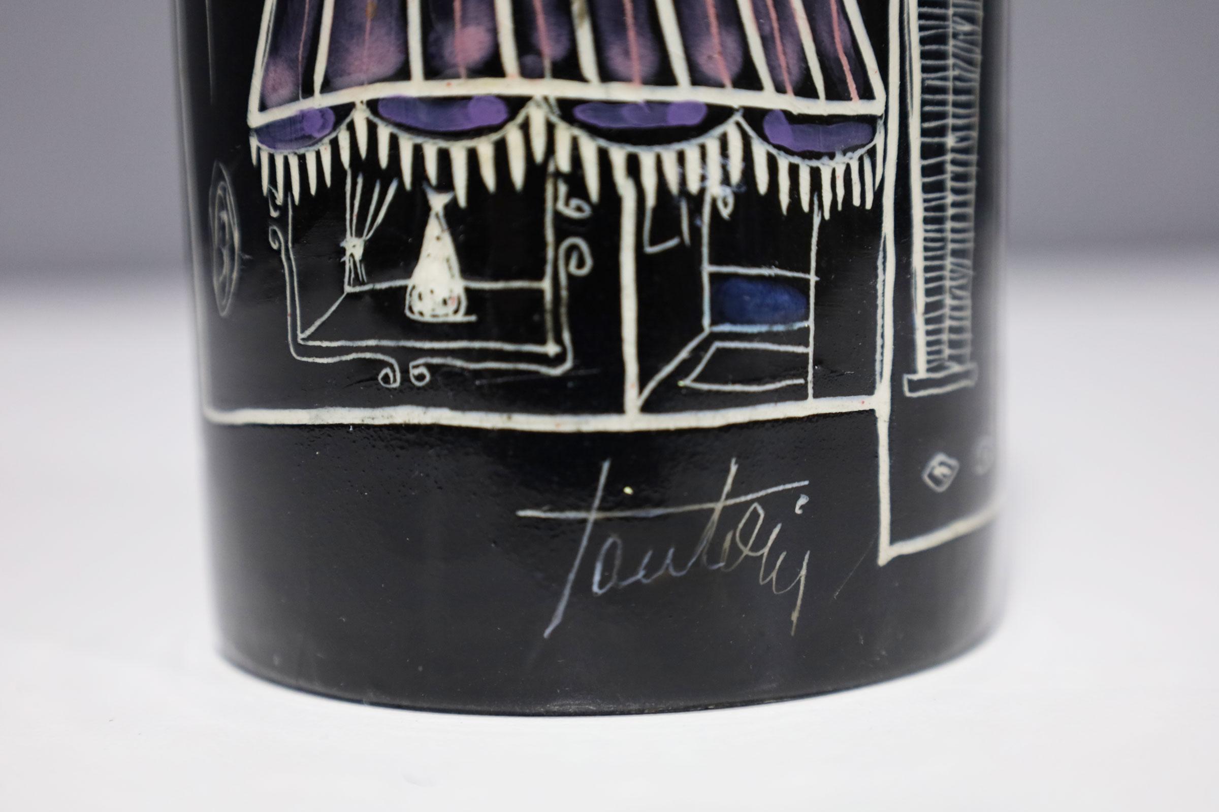 Marcello Fantoni for Raymor Glazed Ceramic Vase, Signed For Sale 2