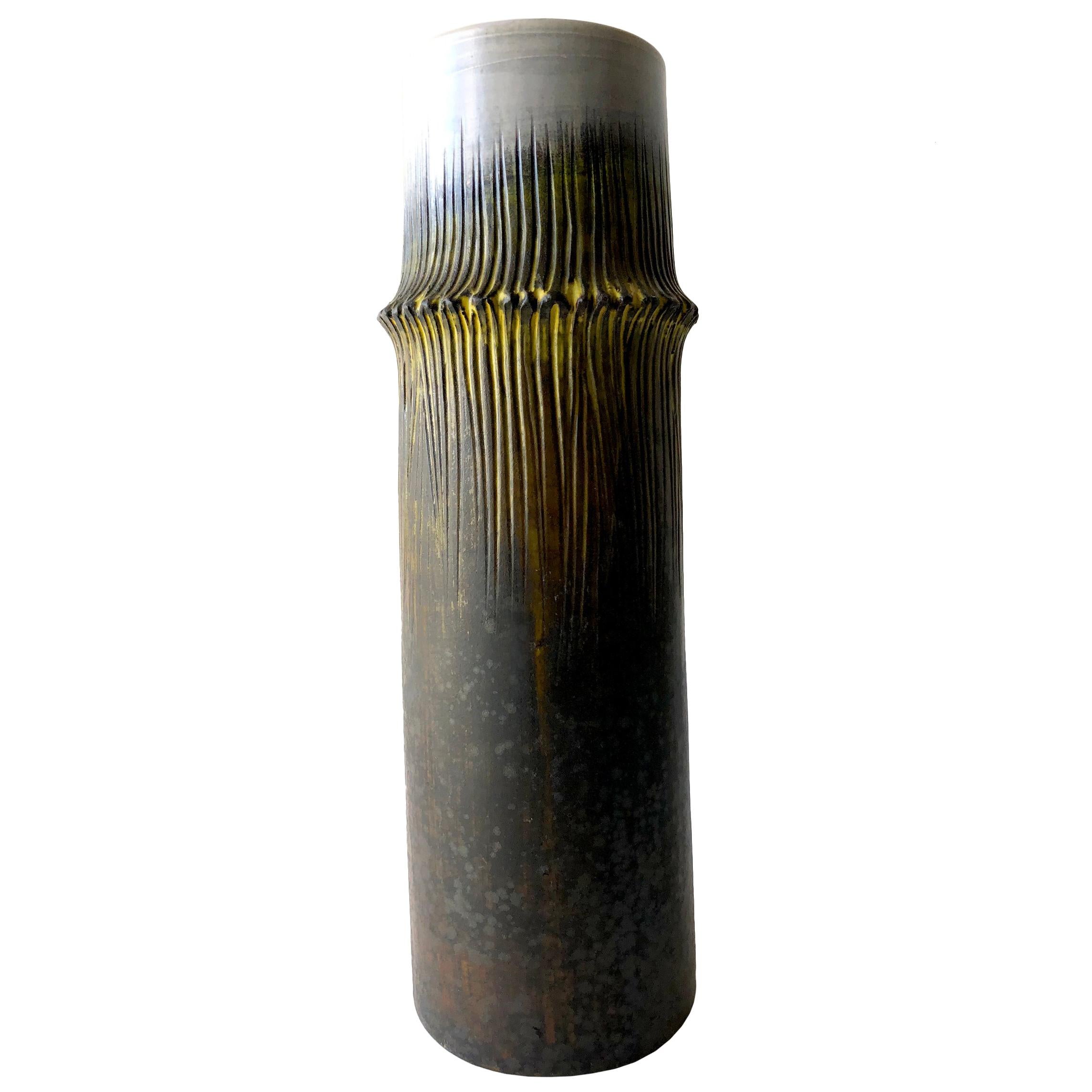 Marcello Fantoni for Raymor Italian Modernist Ceramic Bamboo Vase