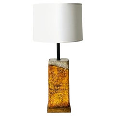 Marcello Fantoni For Raymor Orange Lava Glaze Ceramic Lamp Italy 1950s