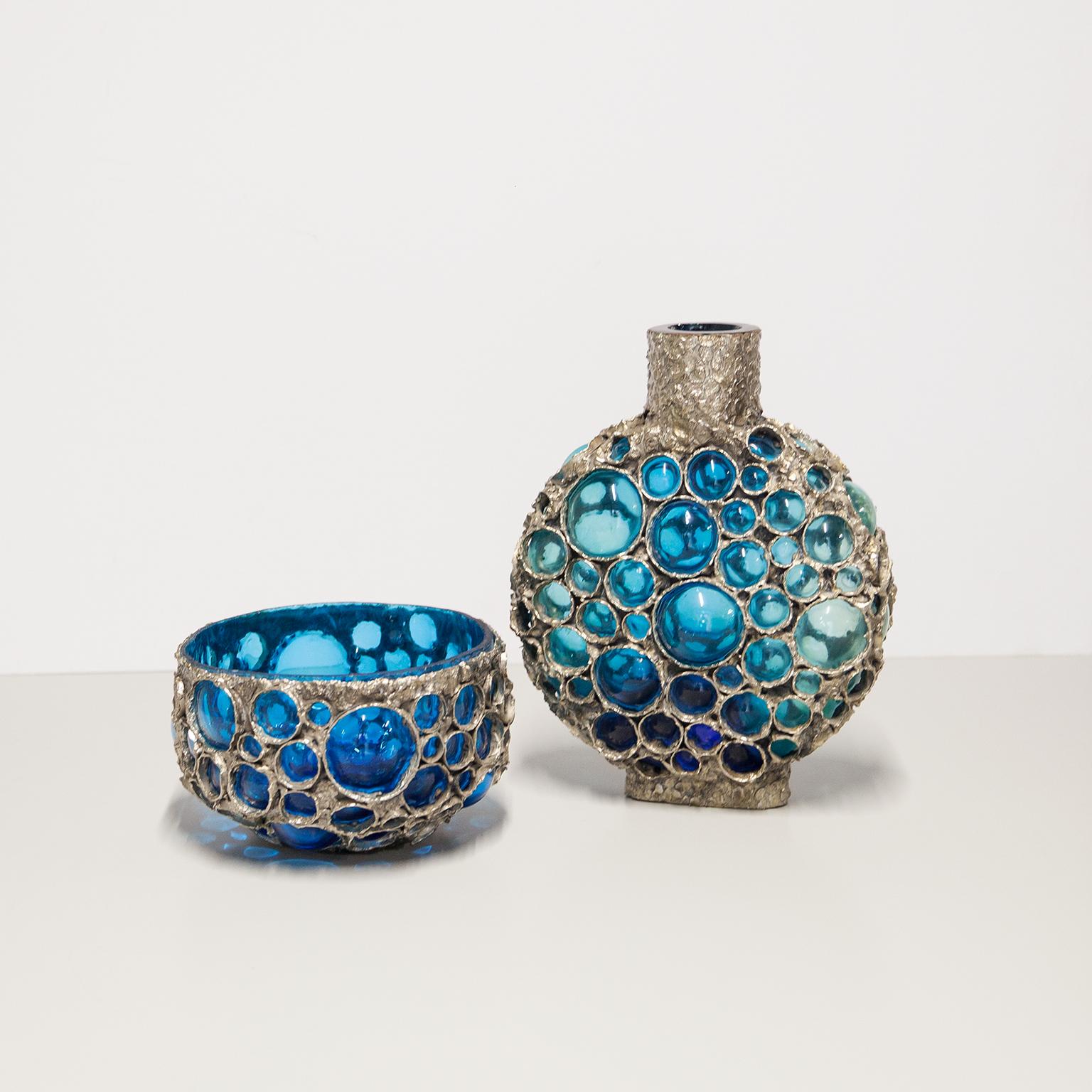 Marcello Fantoni Hand Blown Blue Vase For Sale 1