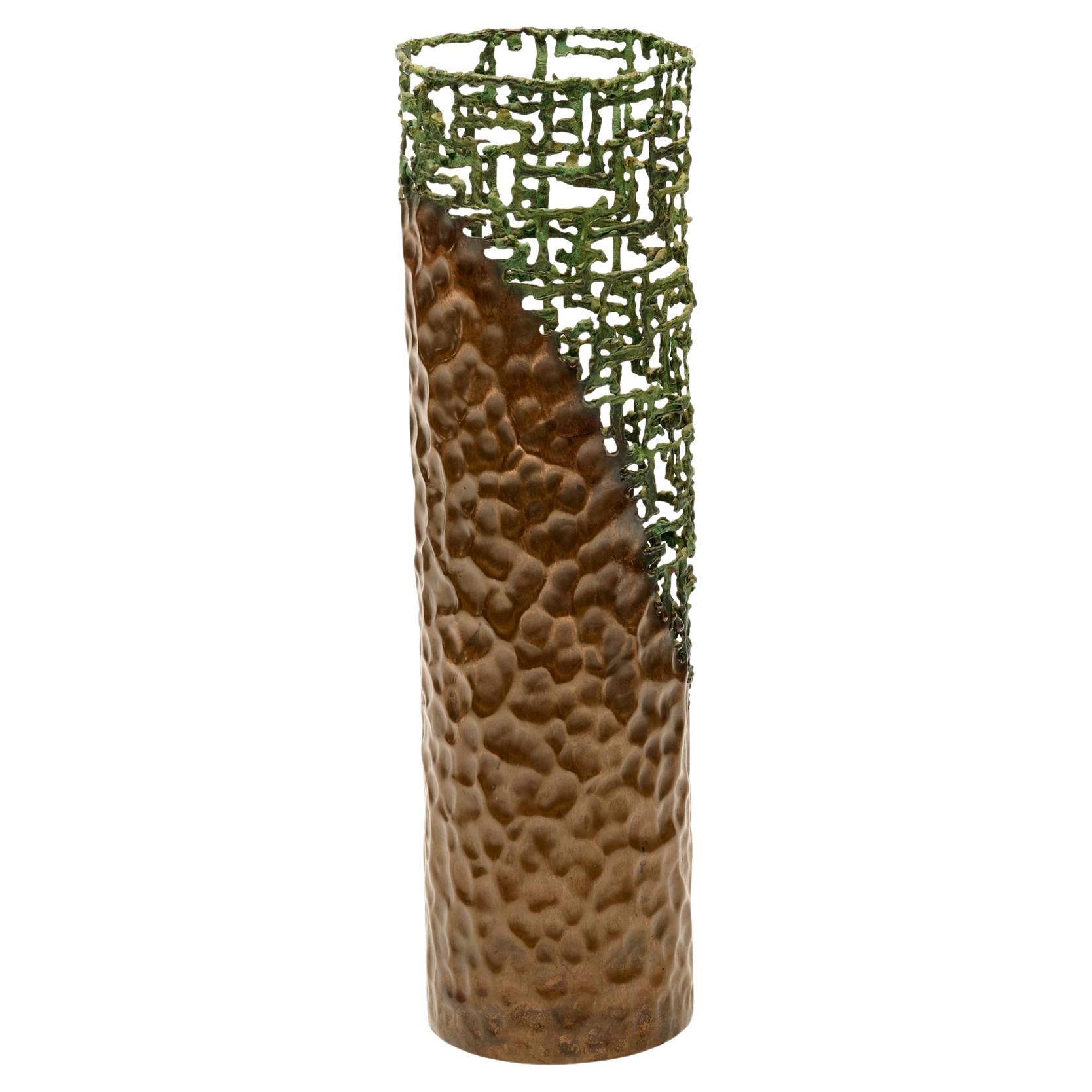 Marcello Fantoni Intricate Pierced and Hammered Copper Vessel for Raymor en venta