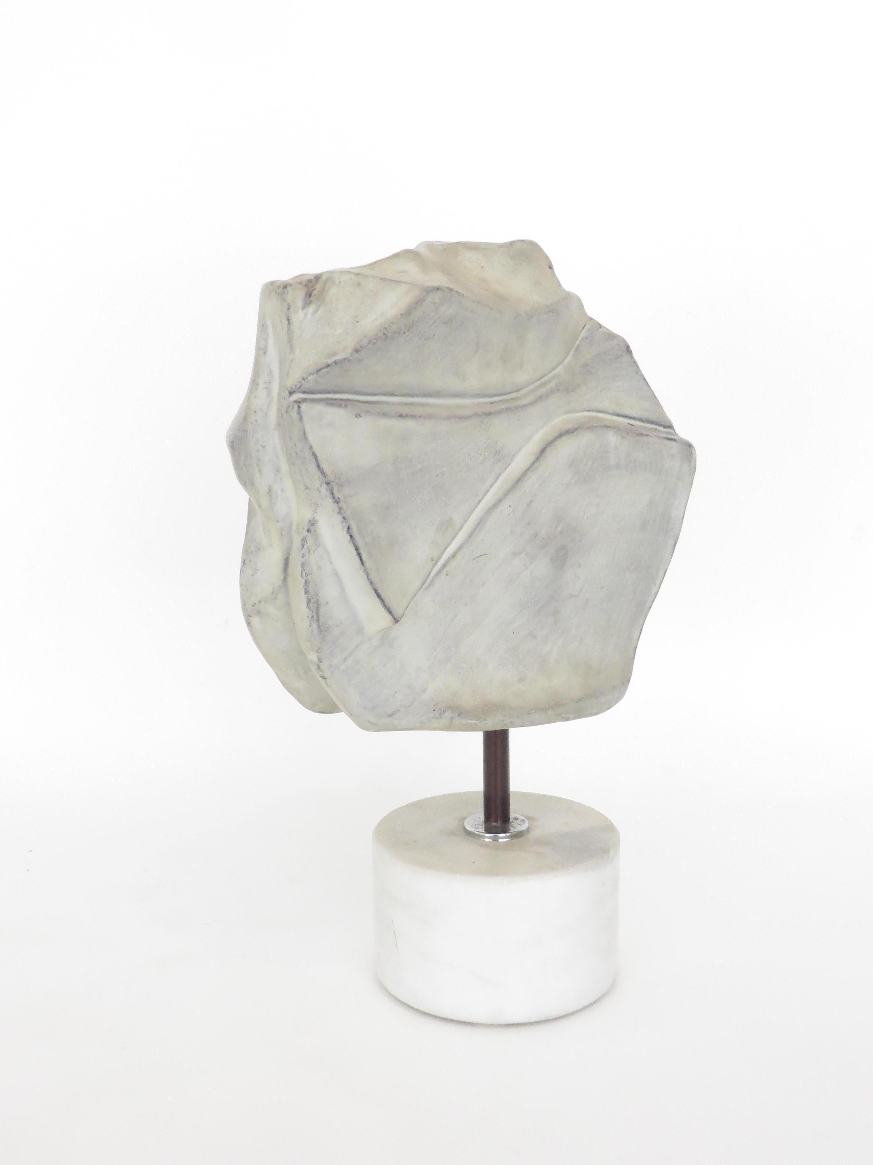 Signed large abstract ceramic studio sculpture by Italian artist Marcello Fantoni. 
An irregular shaped ceramic form with a white gray slightly tinged with blue glaze which Fantoni often used on his studio sculptures.
Signed Fantoni 1974. The
