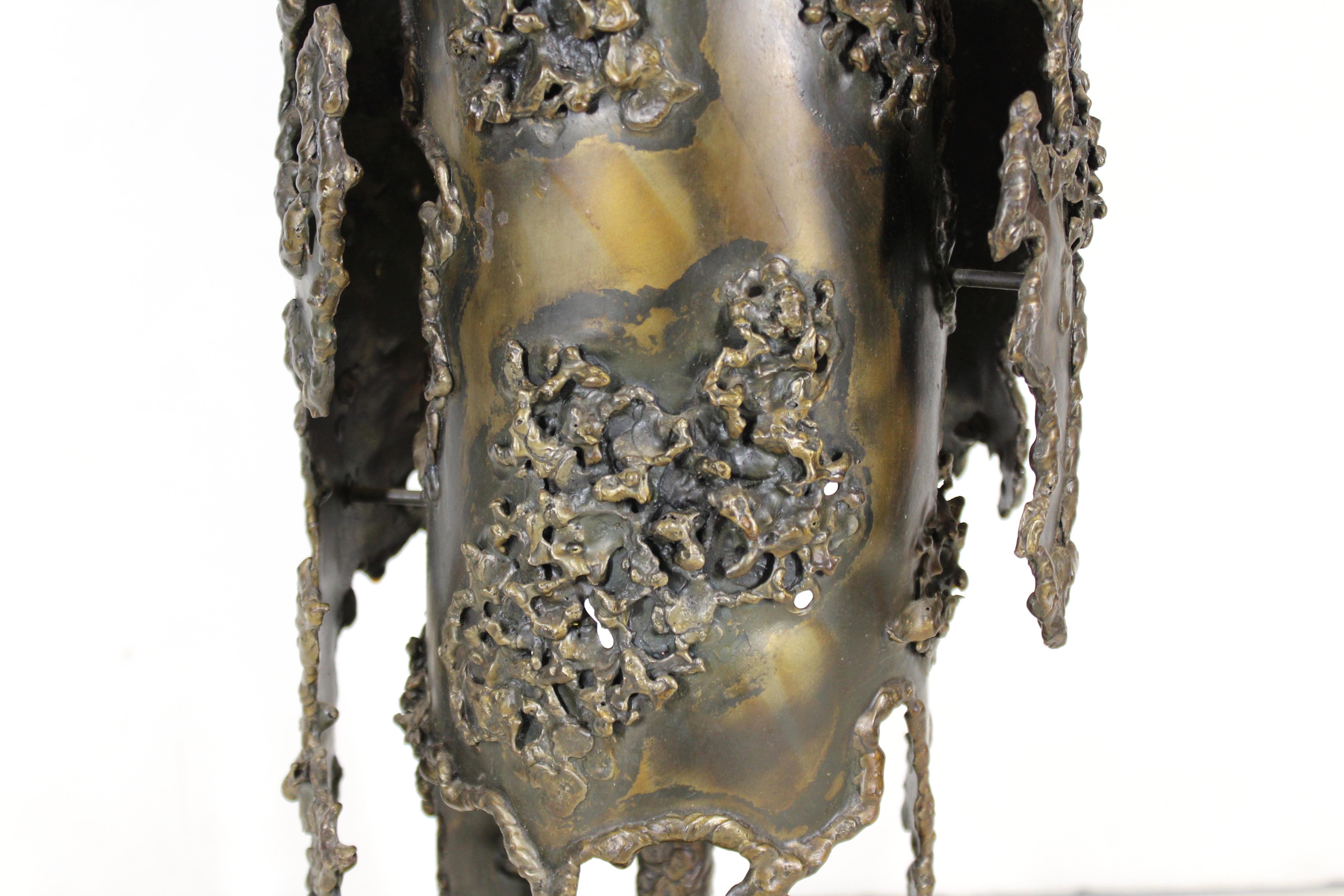 Marcello Fantoni Italian Brutalist Torch Cut Table Lamp 1