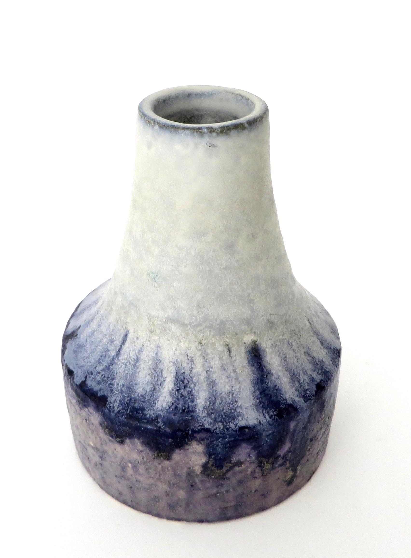 Mid-20th Century Marcello Fantoni Italian Ceramic Vase with White Blue and Purple Glaze 