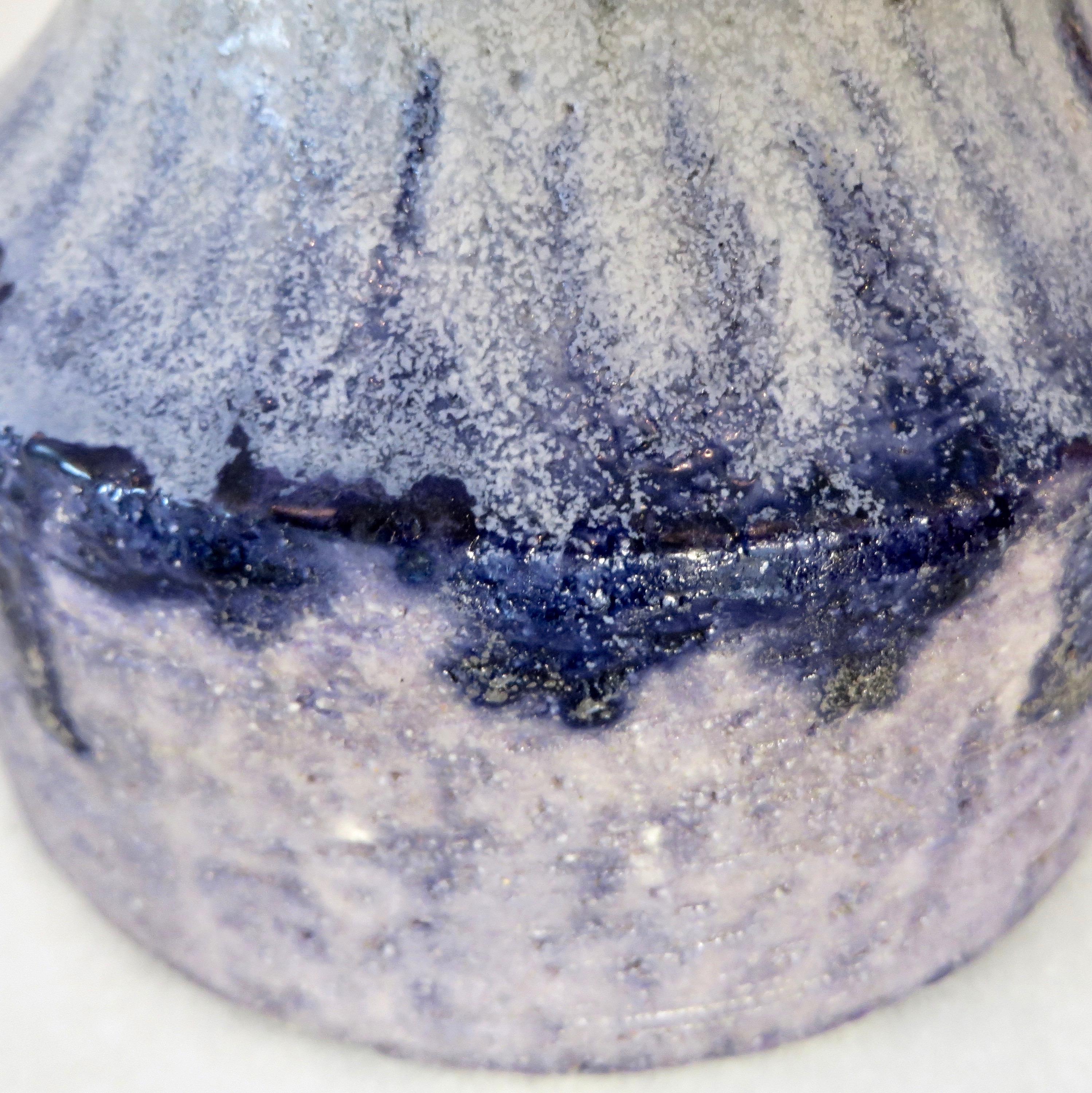 Marcello Fantoni Italian Ceramic Vase with White Blue and Purple Glaze  3