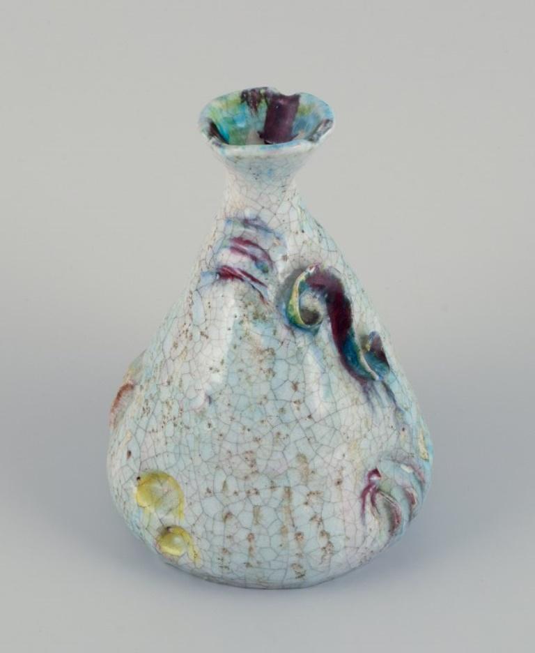 Marcello Fantoni, Italian ceramist. Large ceramic vase with fish motif For Sale 2