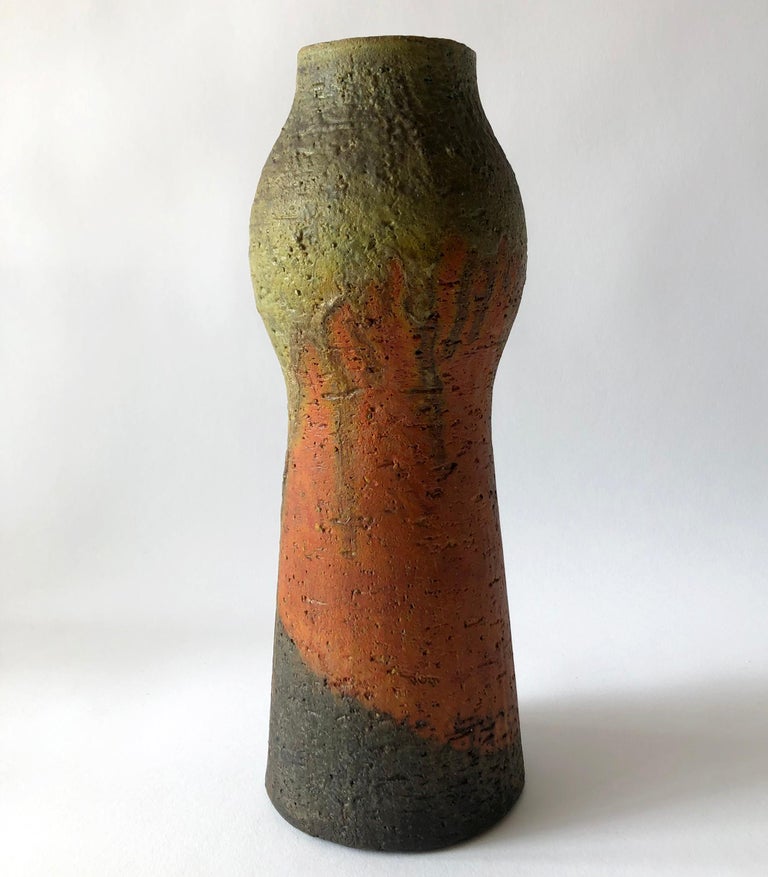 Mid-Century Modern Marcello Fantoni Italian Modernist Drip Vase with Matte Glaze For Sale