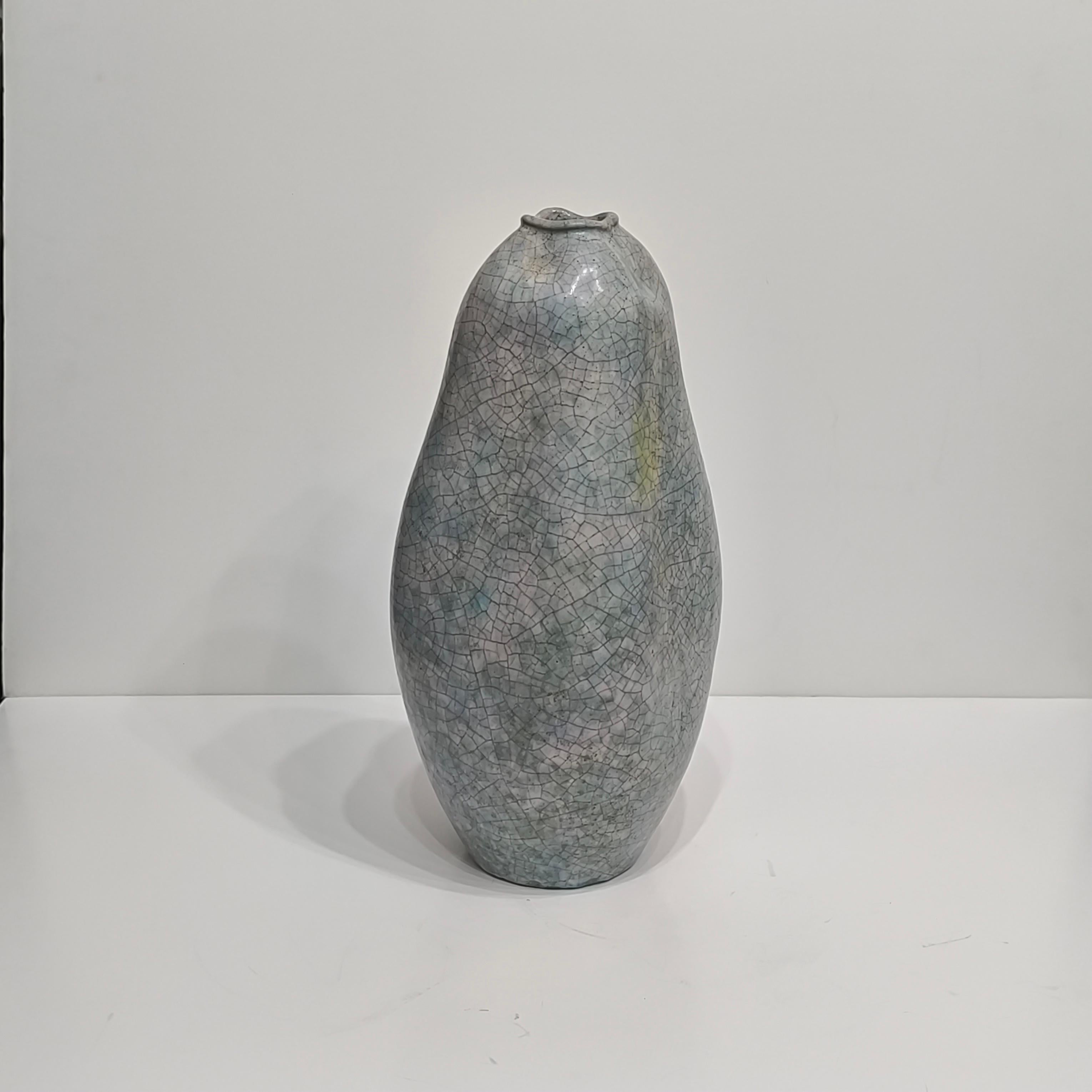 Vase sculptural italien en céramique à glaçure craquelée de Marcello Fantoni, milieu du XXe siècle en vente 7