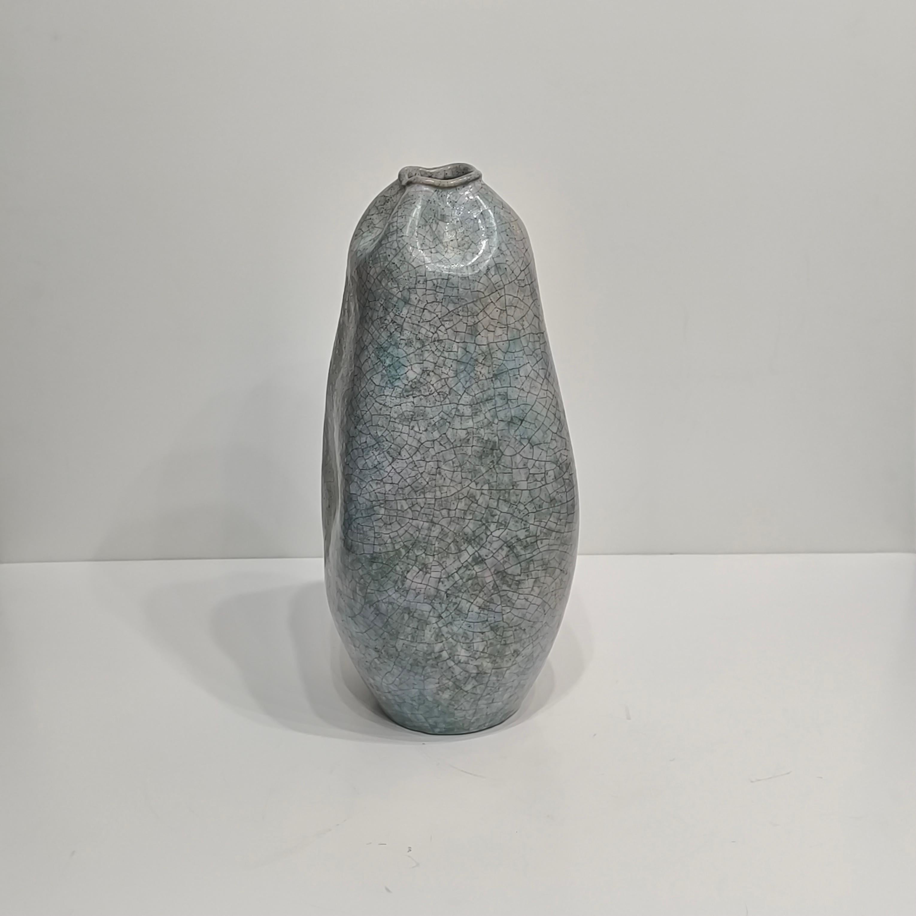 Vase sculptural italien en céramique à glaçure craquelée de Marcello Fantoni, milieu du XXe siècle Bon état - En vente à Bochum, NRW