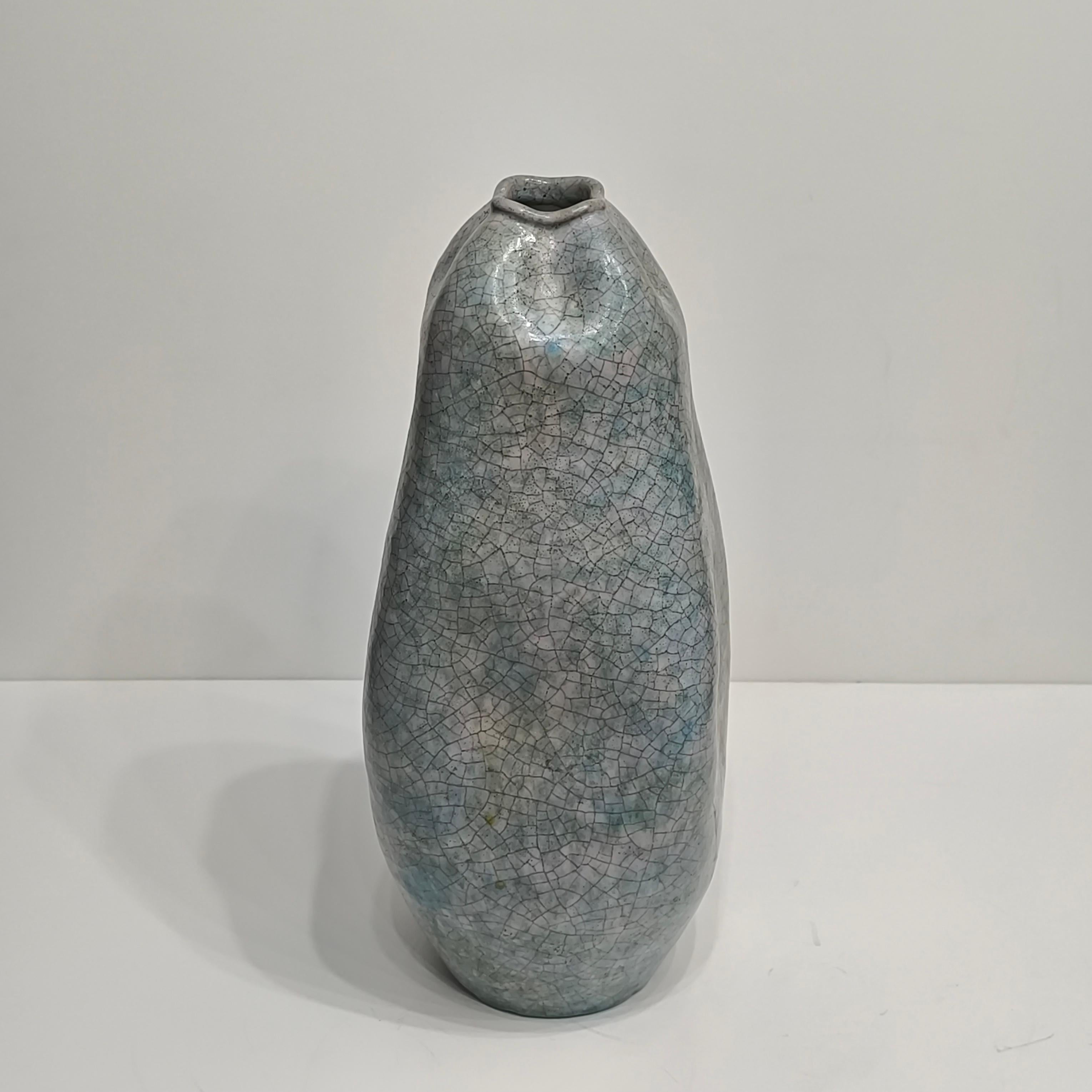 Vase sculptural italien en céramique à glaçure craquelée de Marcello Fantoni, milieu du XXe siècle en vente 1