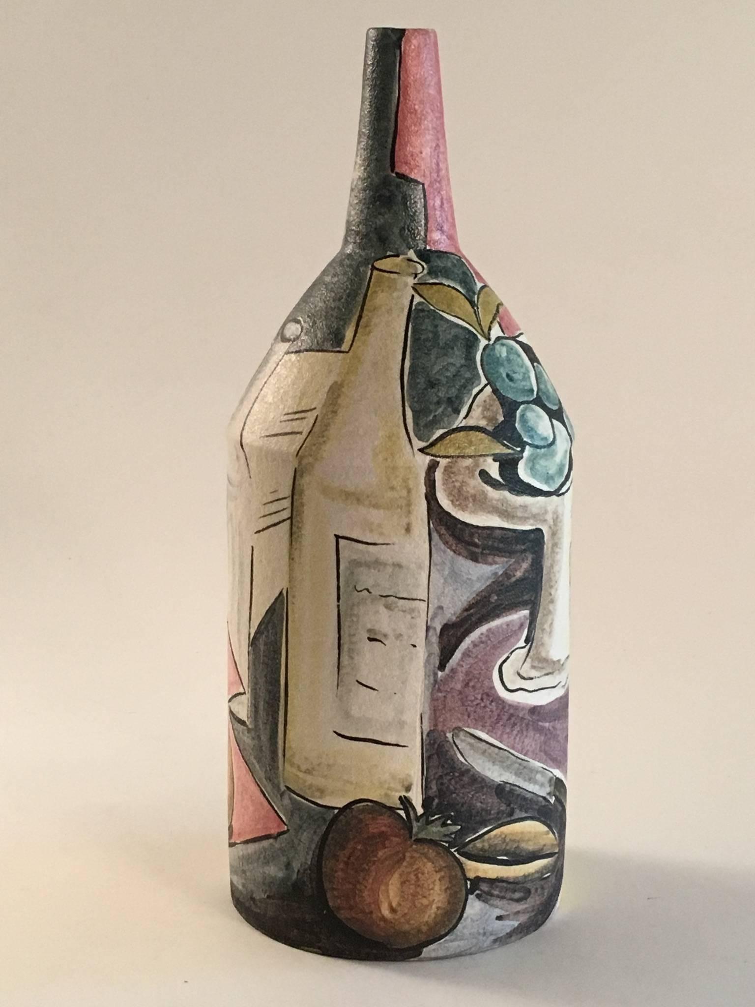 Italian Marcello Fantoni Italy 1955 Bottle Vase Still Life For Sale