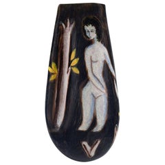 Marcello Fantoni, Italy, Large Floor Vase in Hand Painted Ceramics