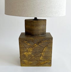 Marcello Fantoni Lamp, Ceramic, Green, Yellow, Earth Tones, 1970s