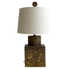 Lampada Marcello Fantoni, Ceramica, Greene & Greene, Giallo, Toni della Terra, anni '70