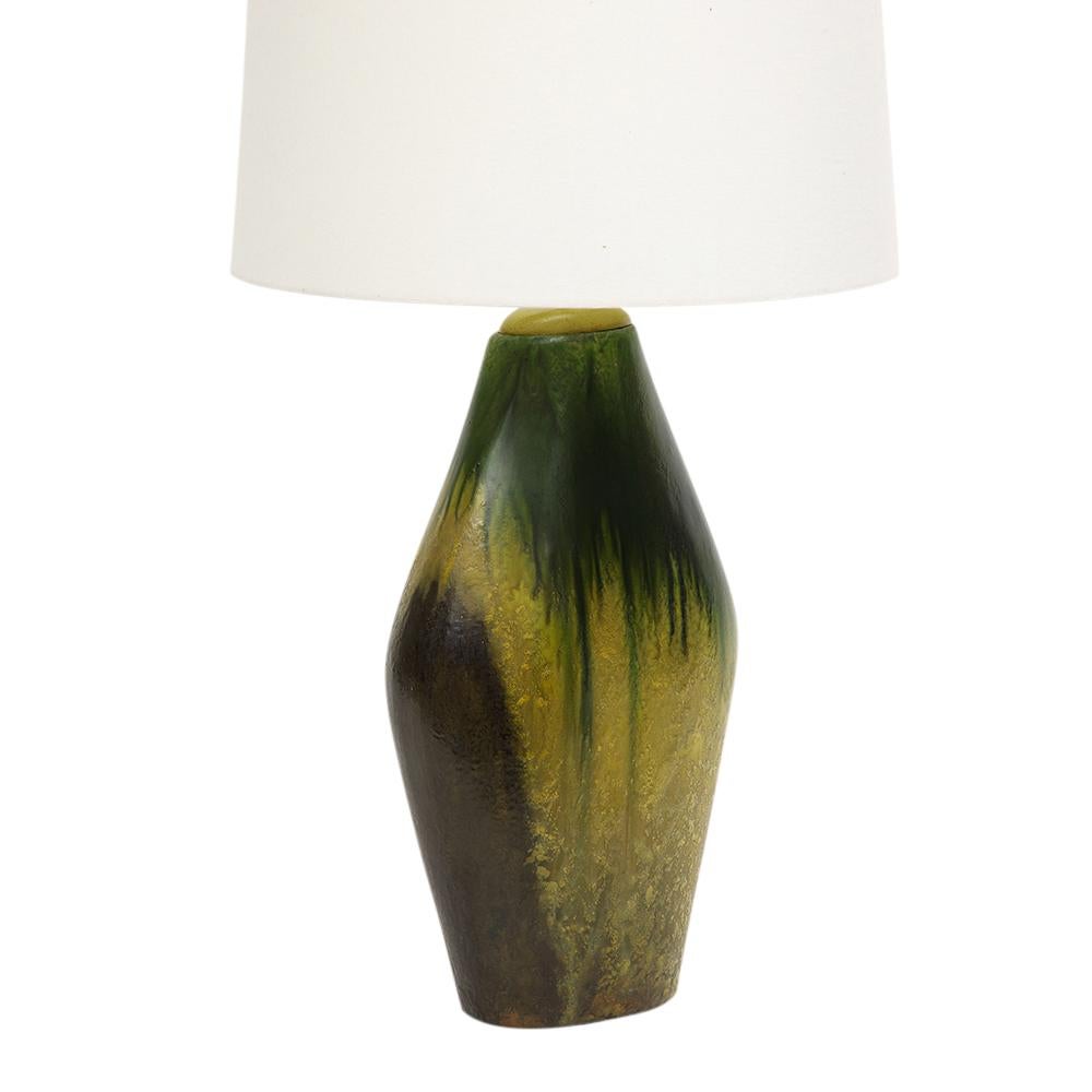  Marcello Fantoni Lamp, Ceramic, Green, Yellow, Earth Tones, Signed For Sale 7