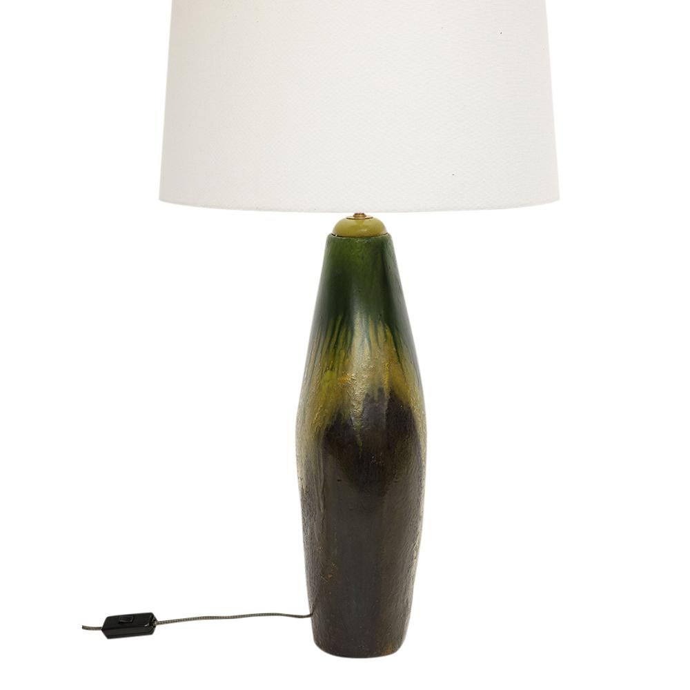  Lampe Marcello Fantoni, céramique, vert, jaune, tons de terre, signée en vente 6