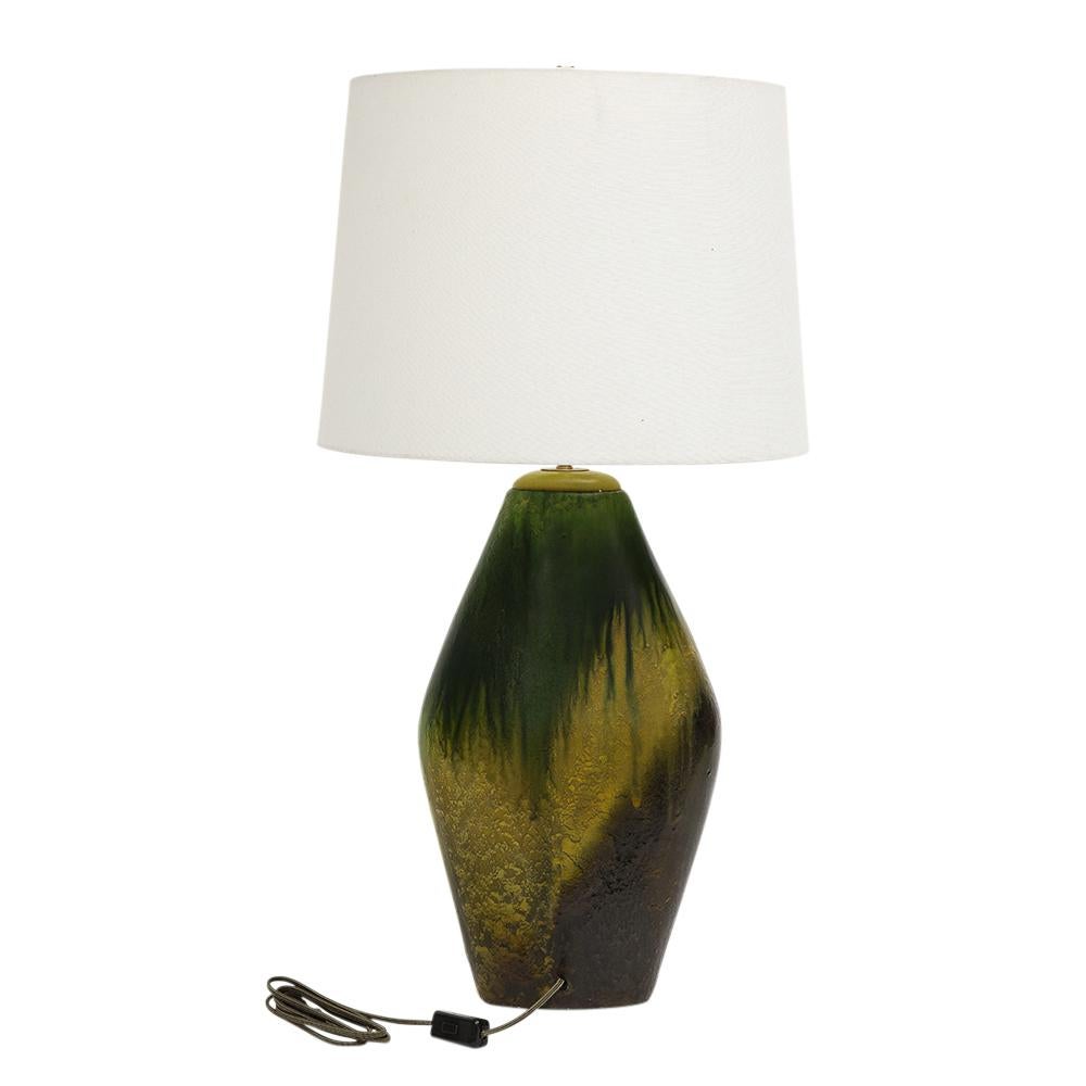  Marcello Fantoni Lamp, Ceramic, Green, Yellow, Earth Tones, Signed For Sale 9