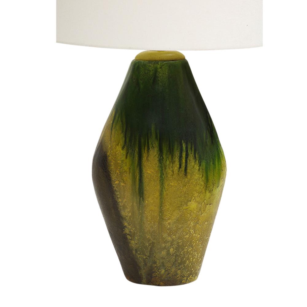 Marcello Fantoni Lamp, Ceramic, Green, Yellow, Earth Tones, Signed For Sale 11