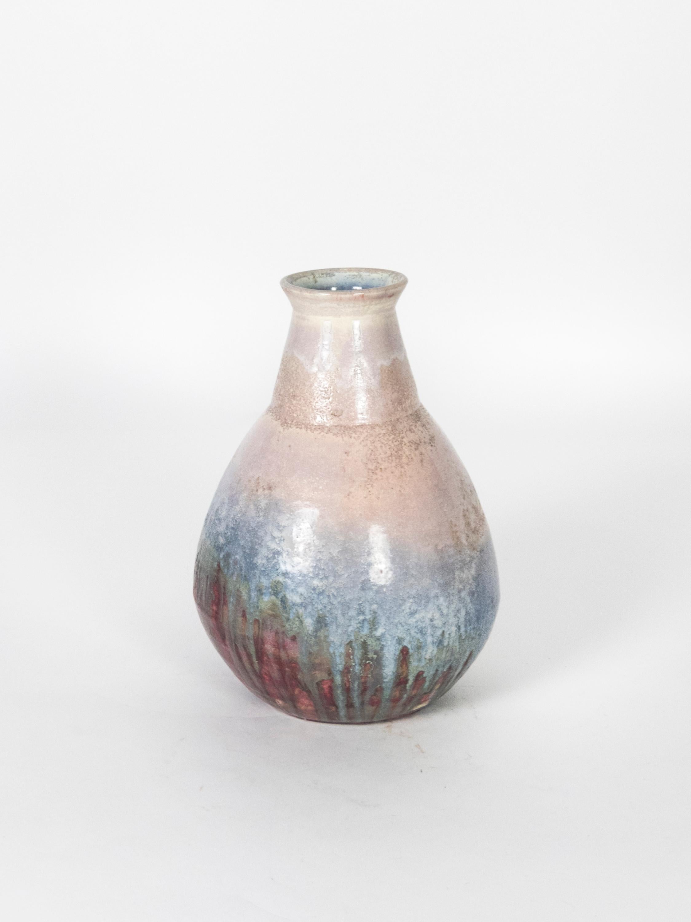 Enameled Marcello Fantoni Large Signed Brutalist Polychrome Ceramic Vase, 1960s