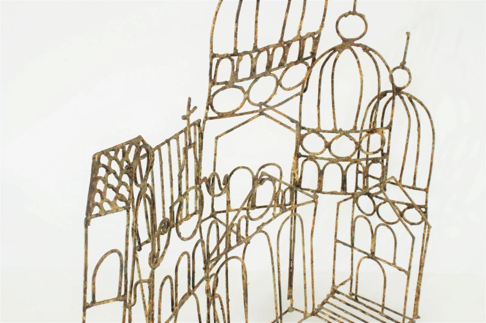Mid-Century Modern Marcello Fantoni Metal Wire Architectural Sculpture For Sale