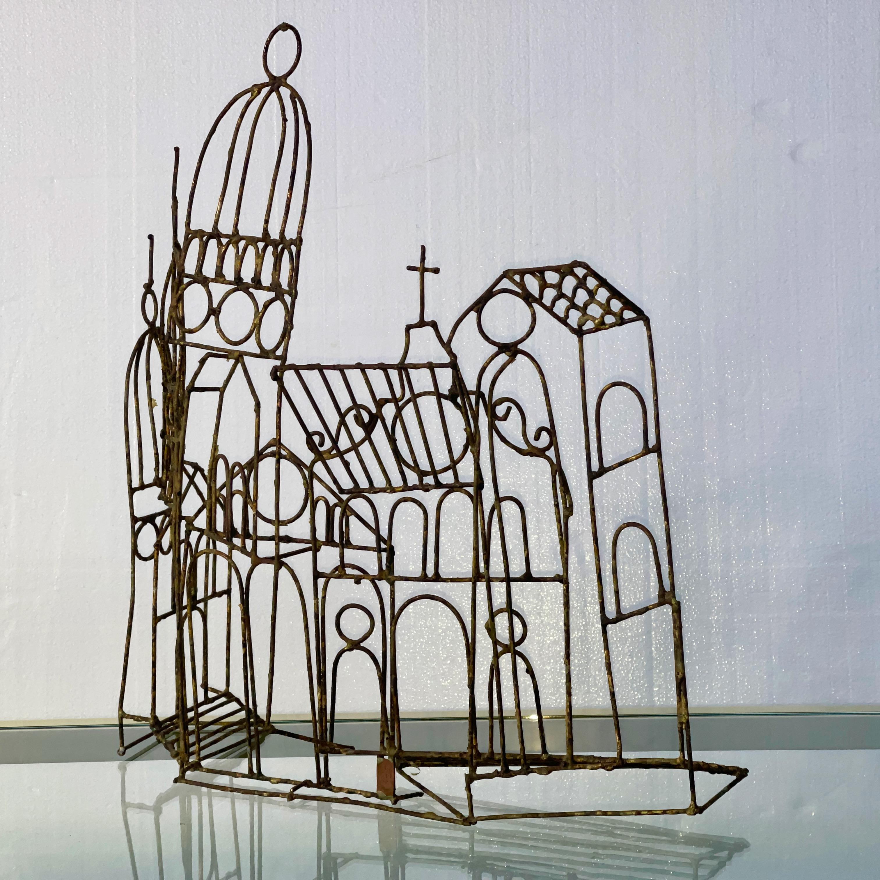 Architektonische Skulptur aus Metalldraht von Marcello Fantoni (Eisen) im Angebot
