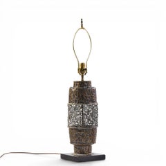 Marcello Fantoni Mid Century Brutalist Copper Table Lamp