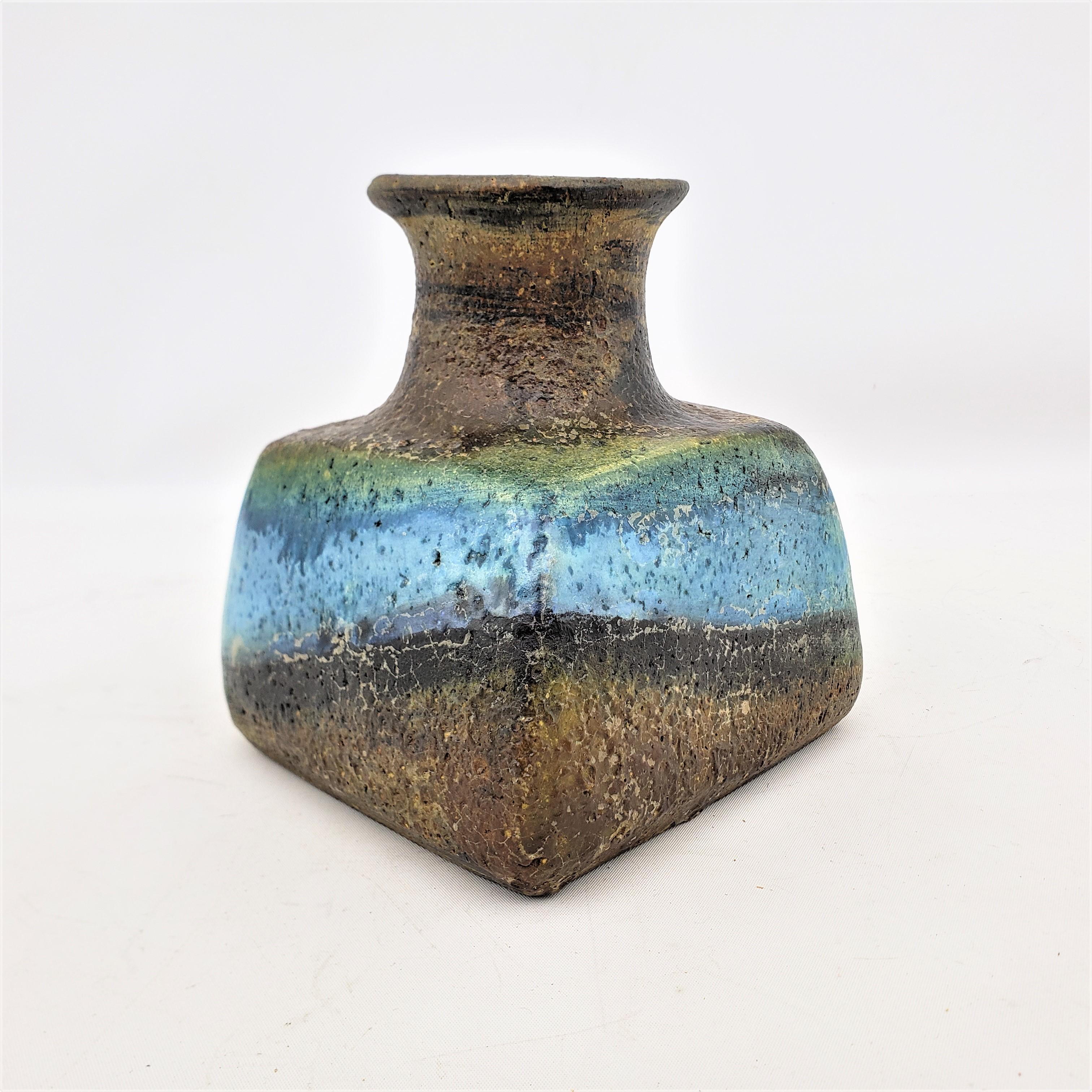 Italian Marcello Fantoni Mid-Century Modern Drip Glaze Art Pottery 'Pillow' Vase For Sale