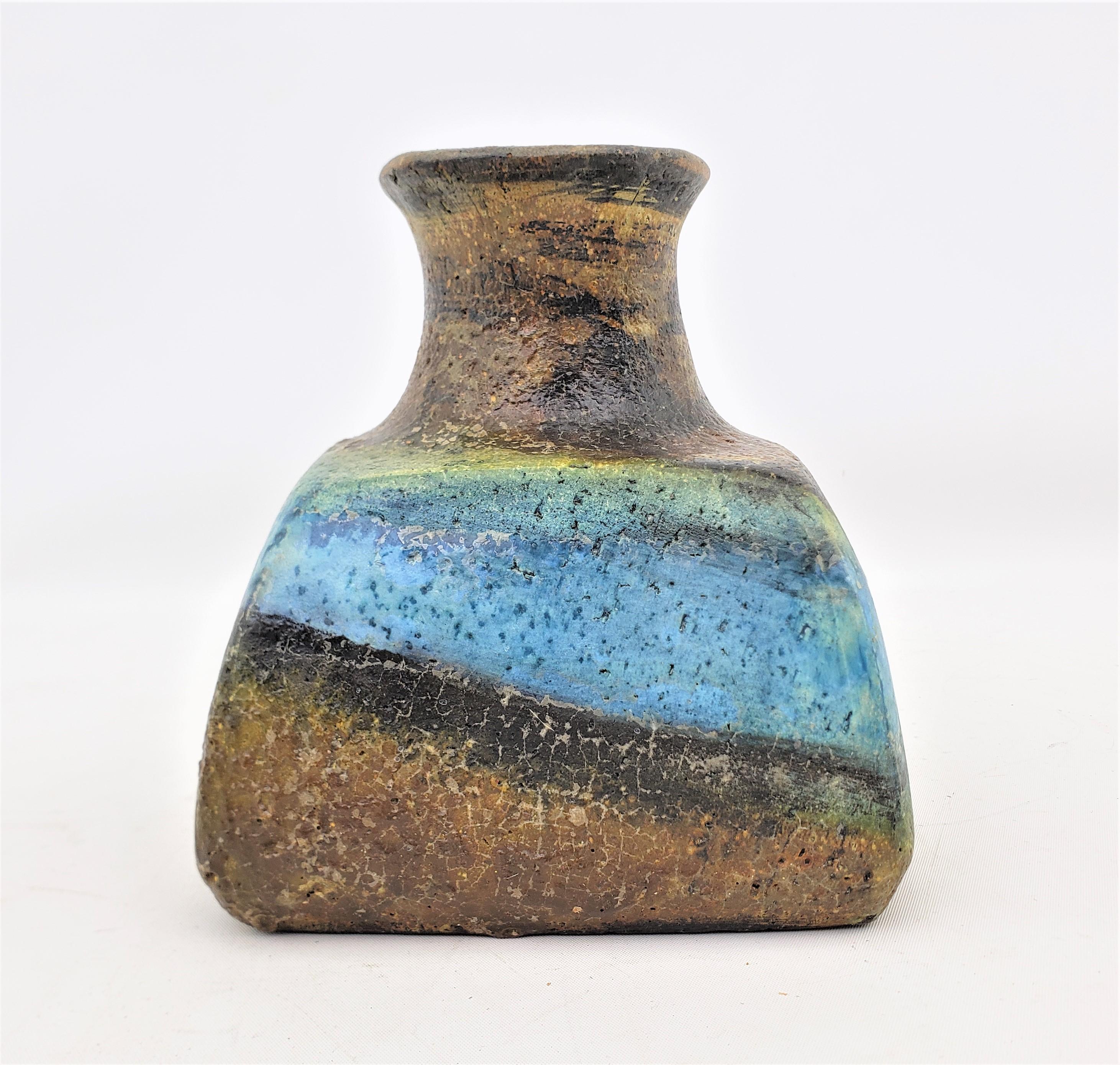 Marcello Fantoni Mid-Century Modern Drip Glaze Art Pottery 'Pillow' Vase In Good Condition For Sale In Hamilton, Ontario