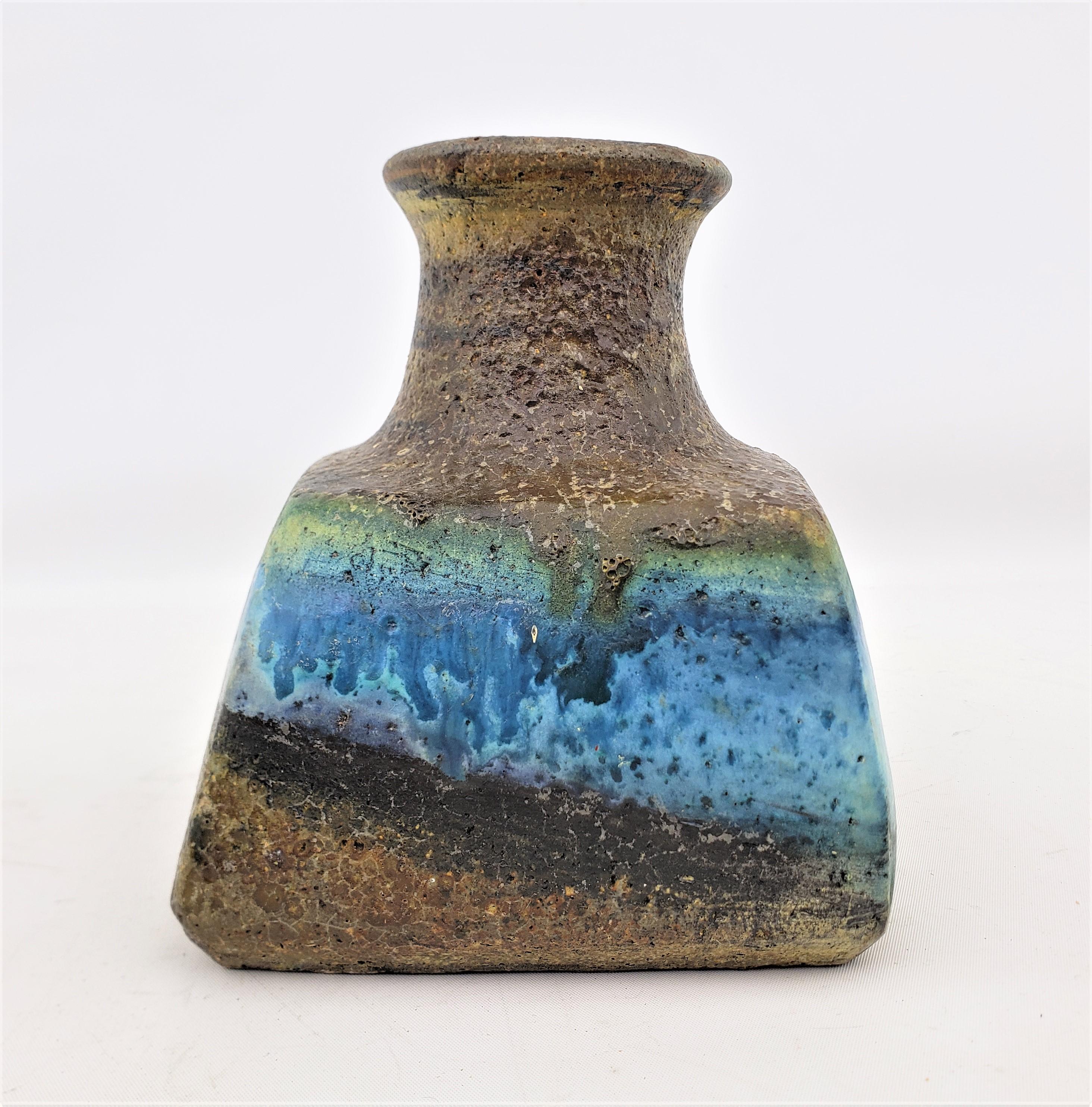 20th Century Marcello Fantoni Mid-Century Modern Drip Glaze Art Pottery 'Pillow' Vase For Sale