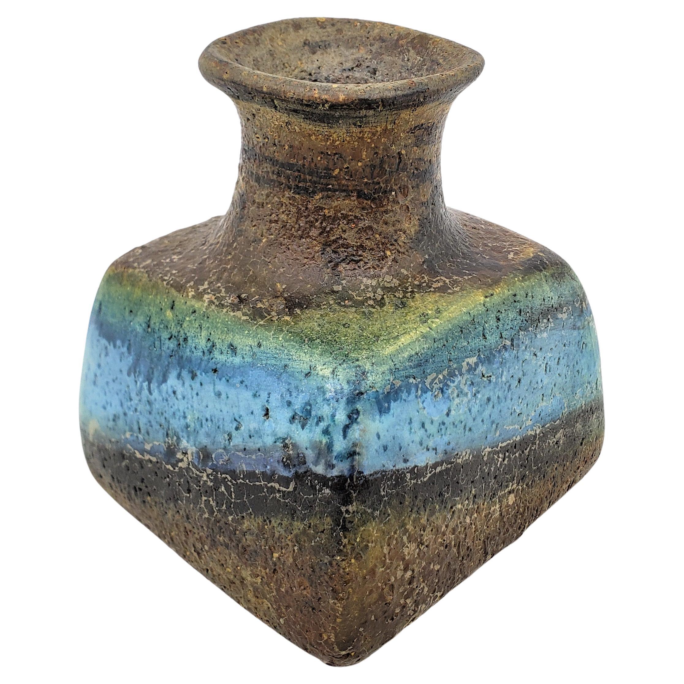 Vase « Oreiller » en poterie d'art à glaçure goutte à goutte mi-siècle moderne de Marcello Fantoni