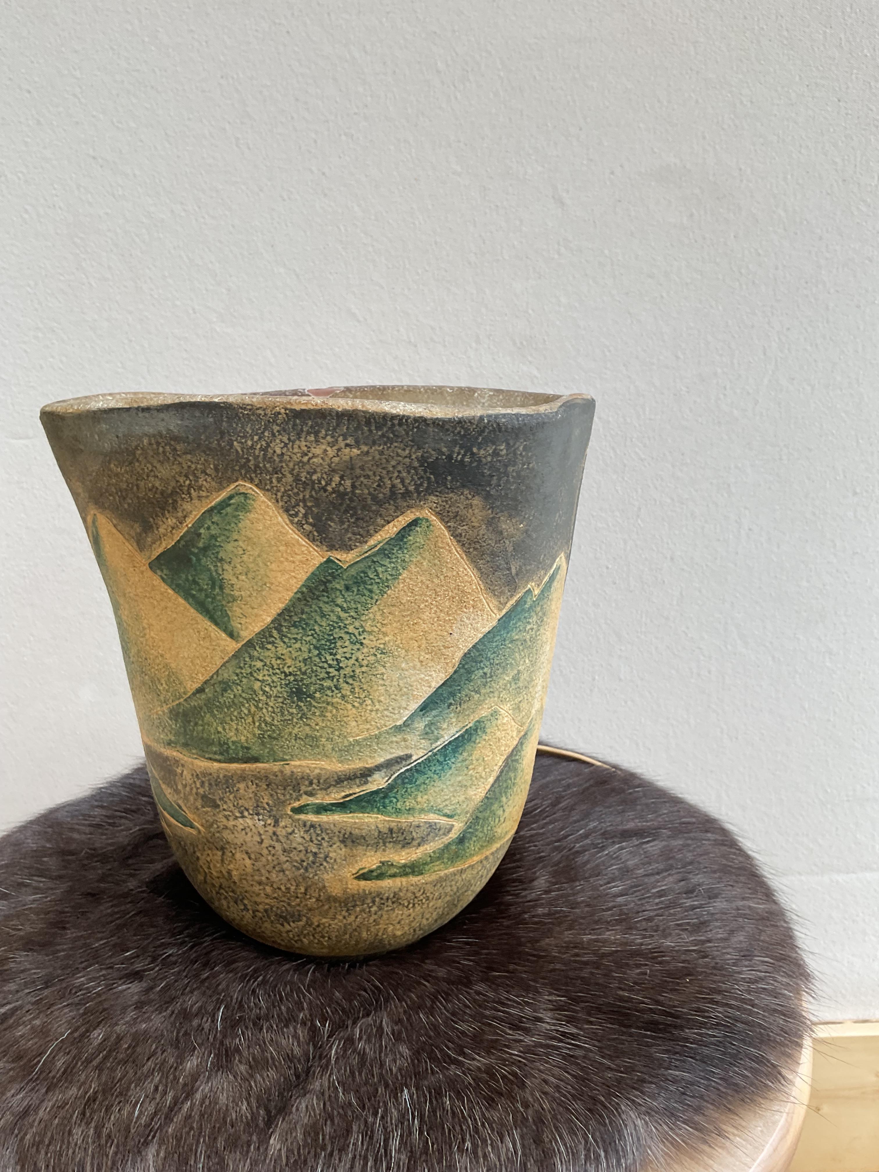 Marcello Fantoni Lámpara de cerámica italiana de Studio Pottery de mediados de siglo con figuras estilizadas siglo XX en venta