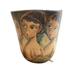 Marcello Fantoni Lampada in Studio Pottery italiana del Medioevo con figure stilizzate