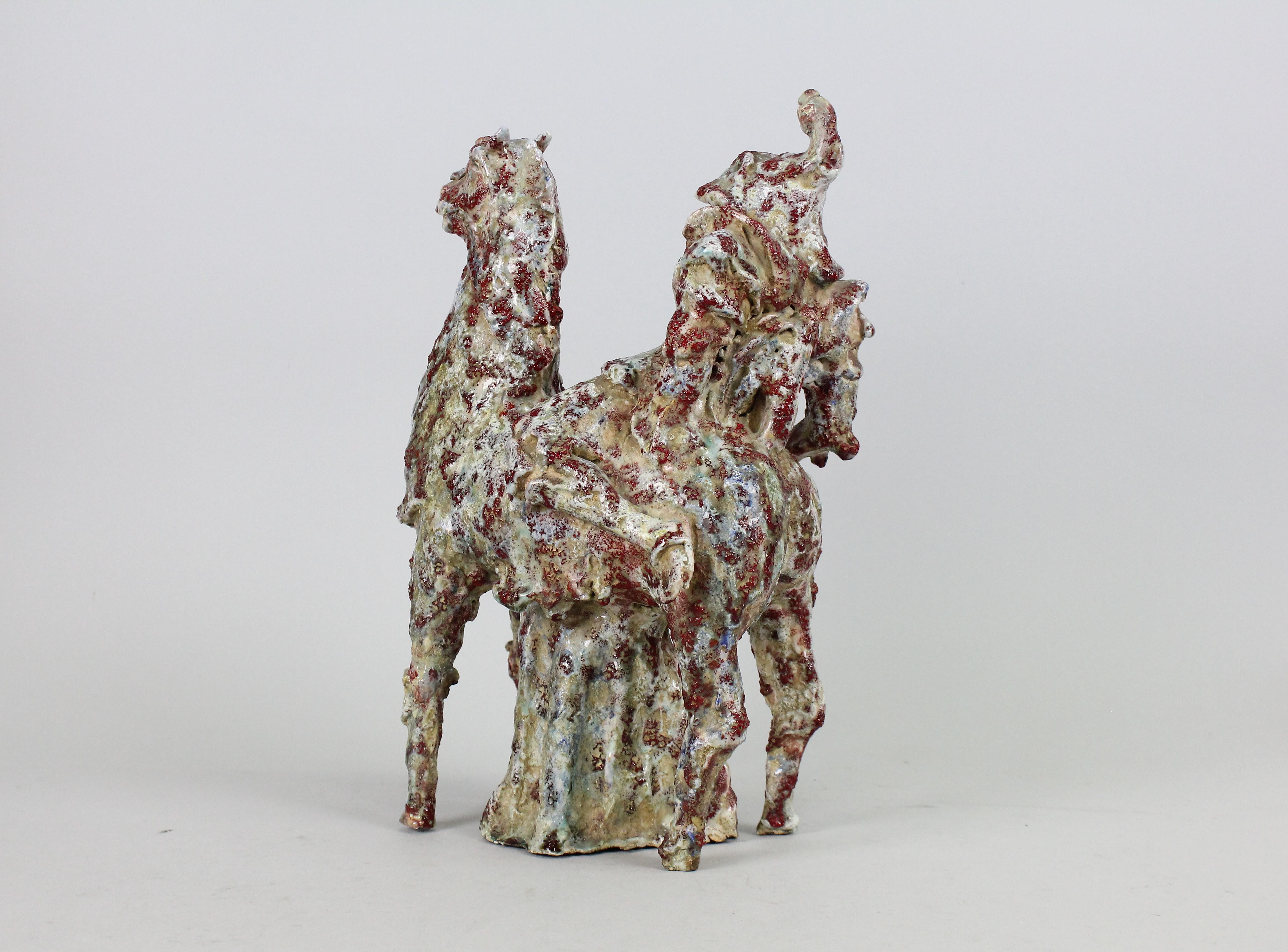 Marcello Fantoni Modernist Ceramic Equestrian Sculpture, Italy, 1949 In Good Condition In Skanninge, SE