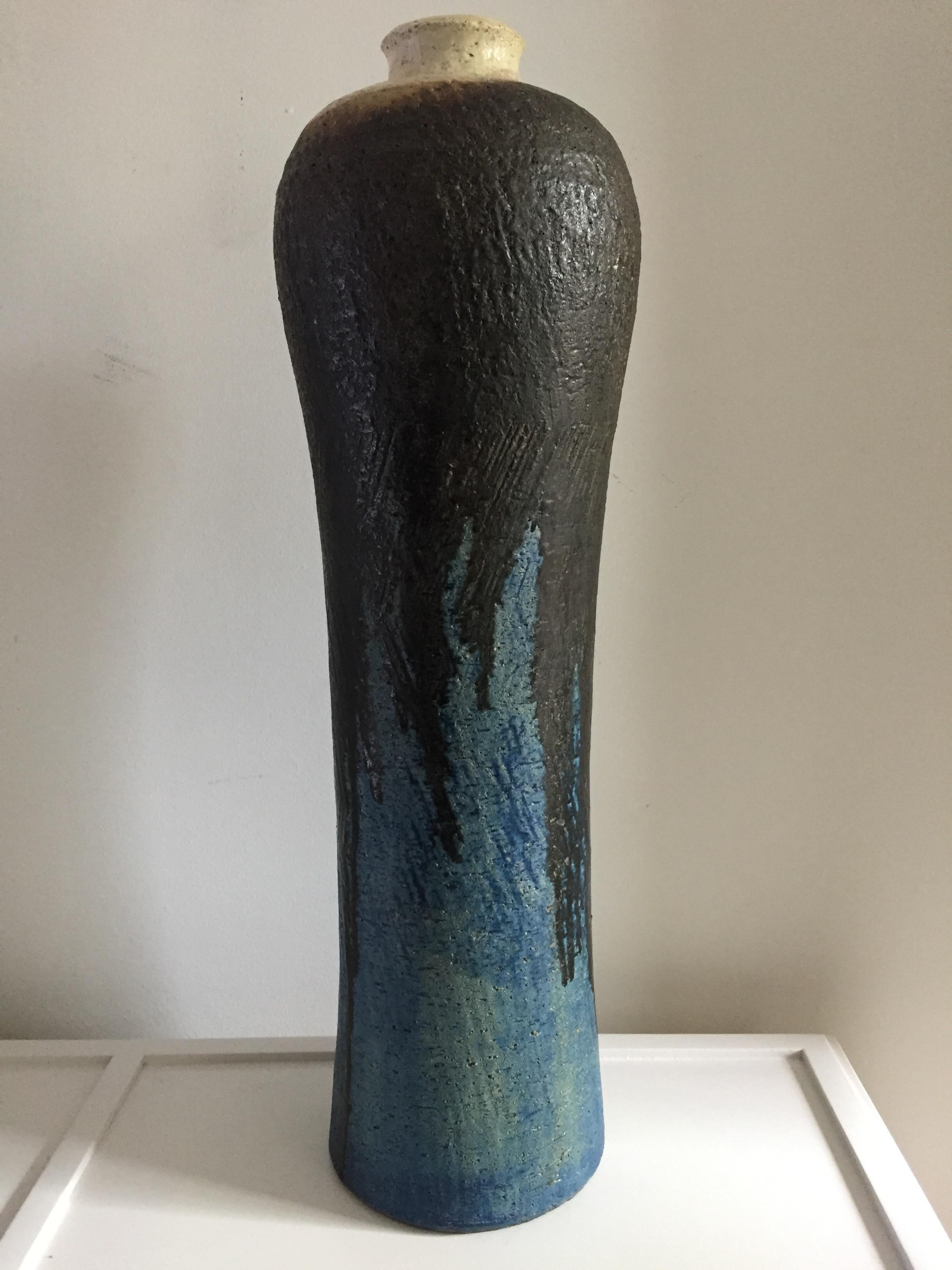 Glazed Marcello Fantoni Monumental Ceramic Vase For Sale