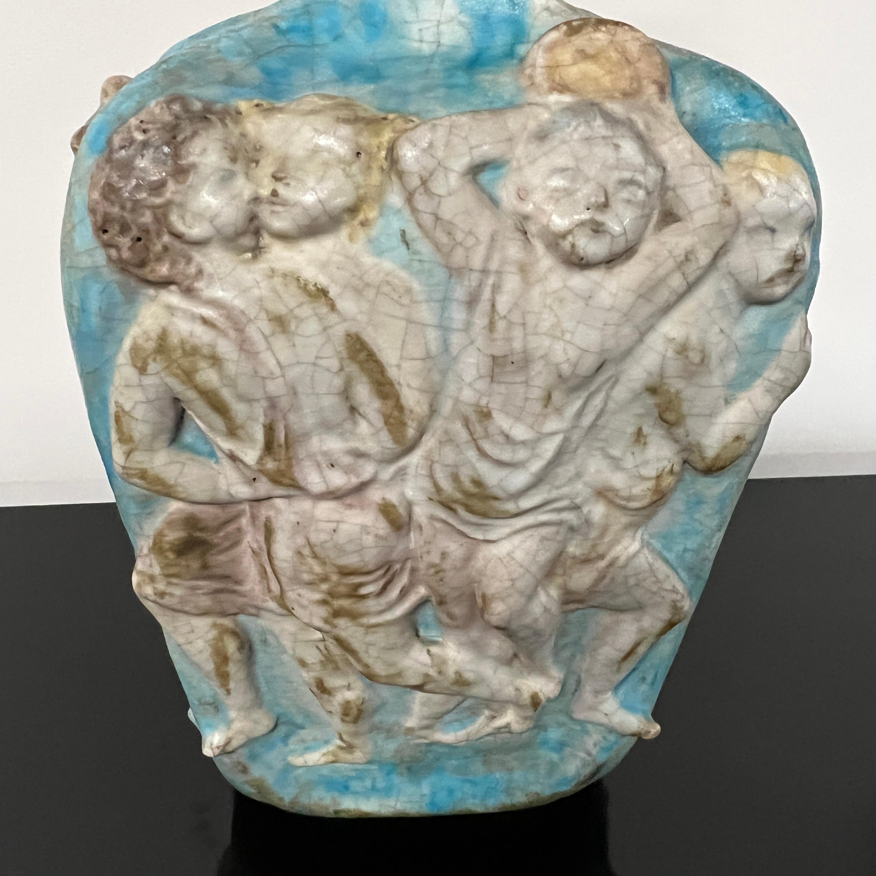 Marcello Fantoni Neoclassical Figural Table Lamp in Light Blue and Ivory For Sale 2