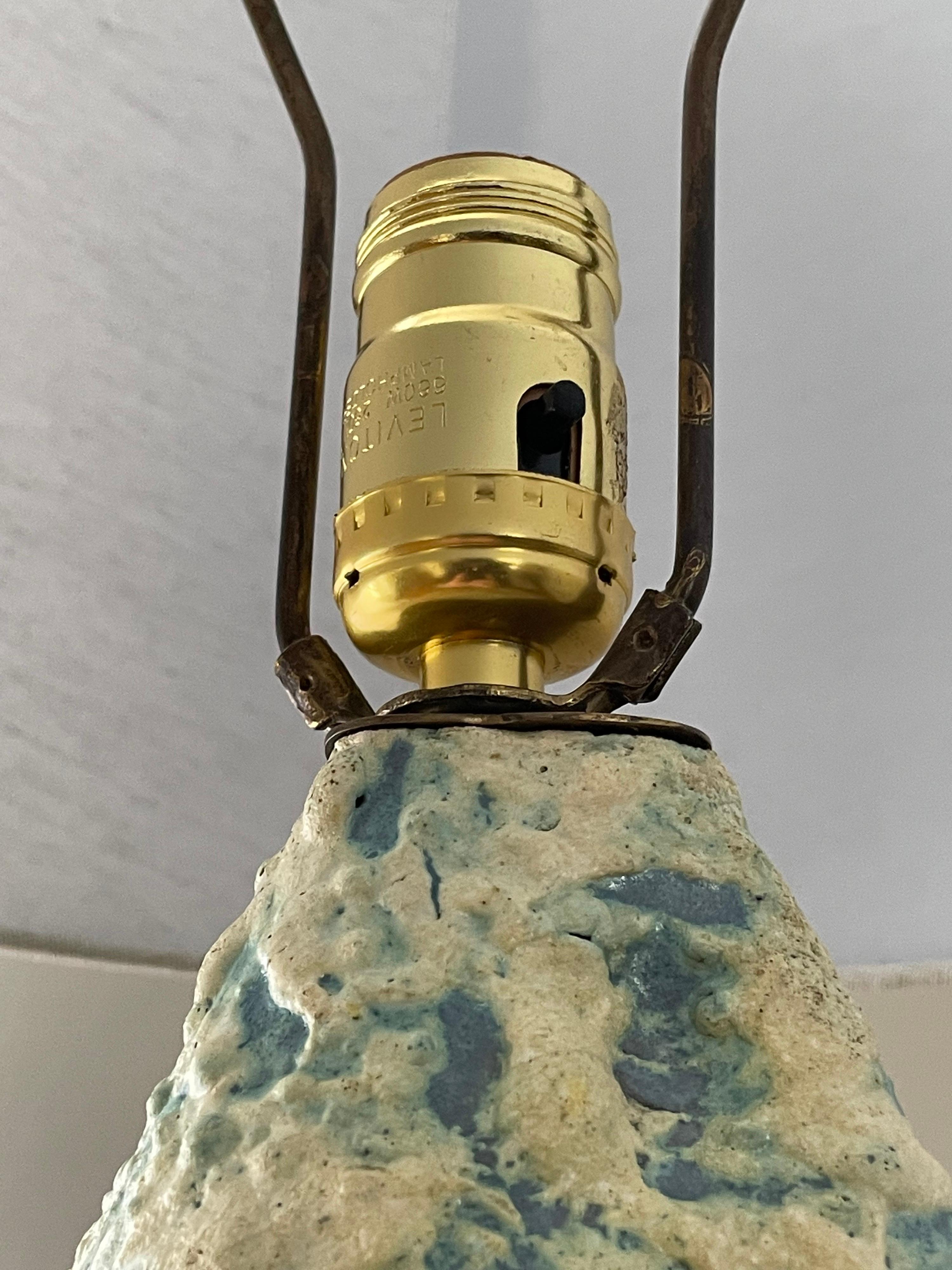 Mid-Century Modern Marcello Fantoni Organic Shaped Ceramic Lamp with Heavy Texture Lava Glaze For Sale