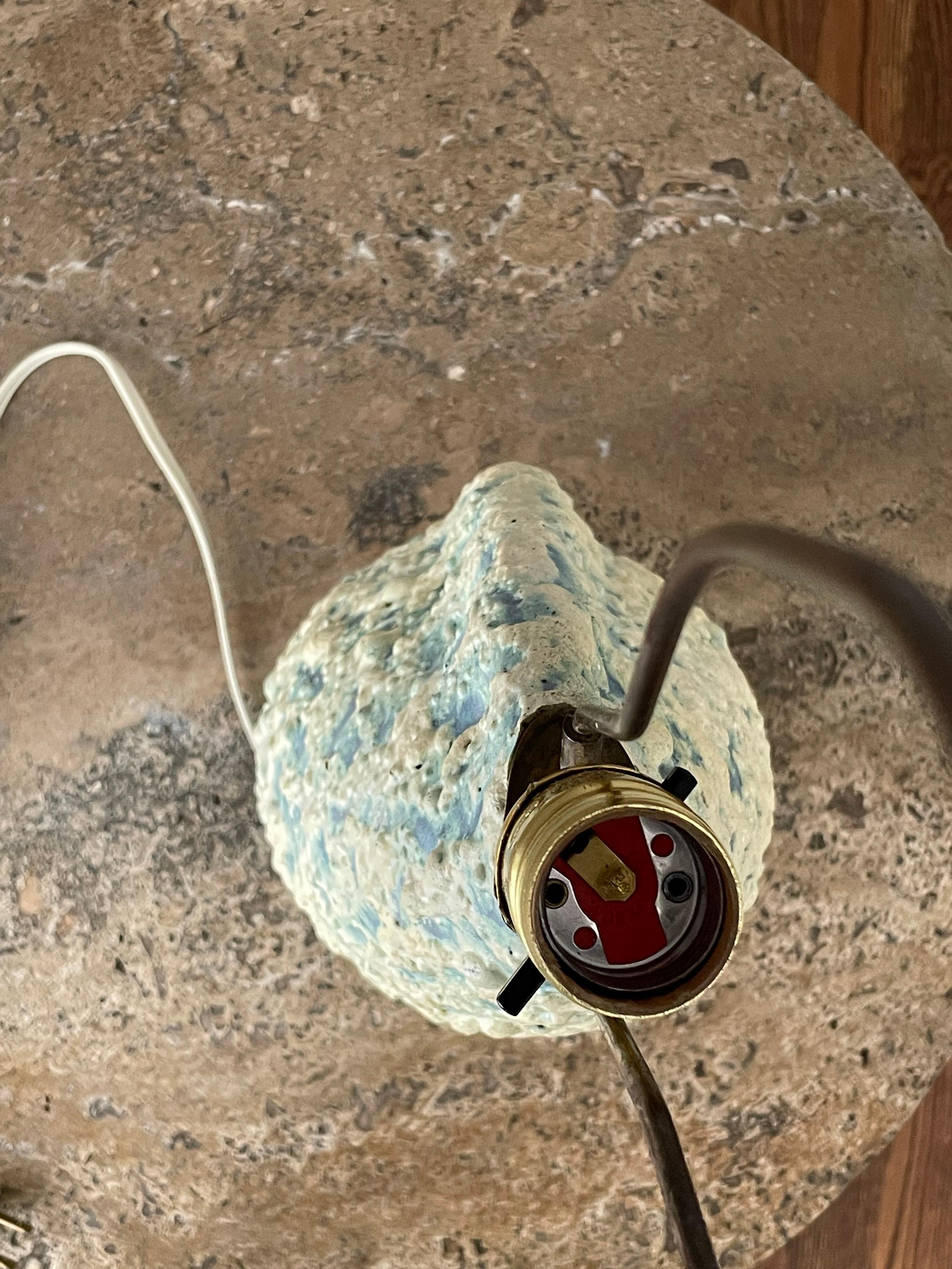 Italian Marcello Fantoni Organic Shaped Ceramic Lamp with Heavy Texture Lava Glaze For Sale