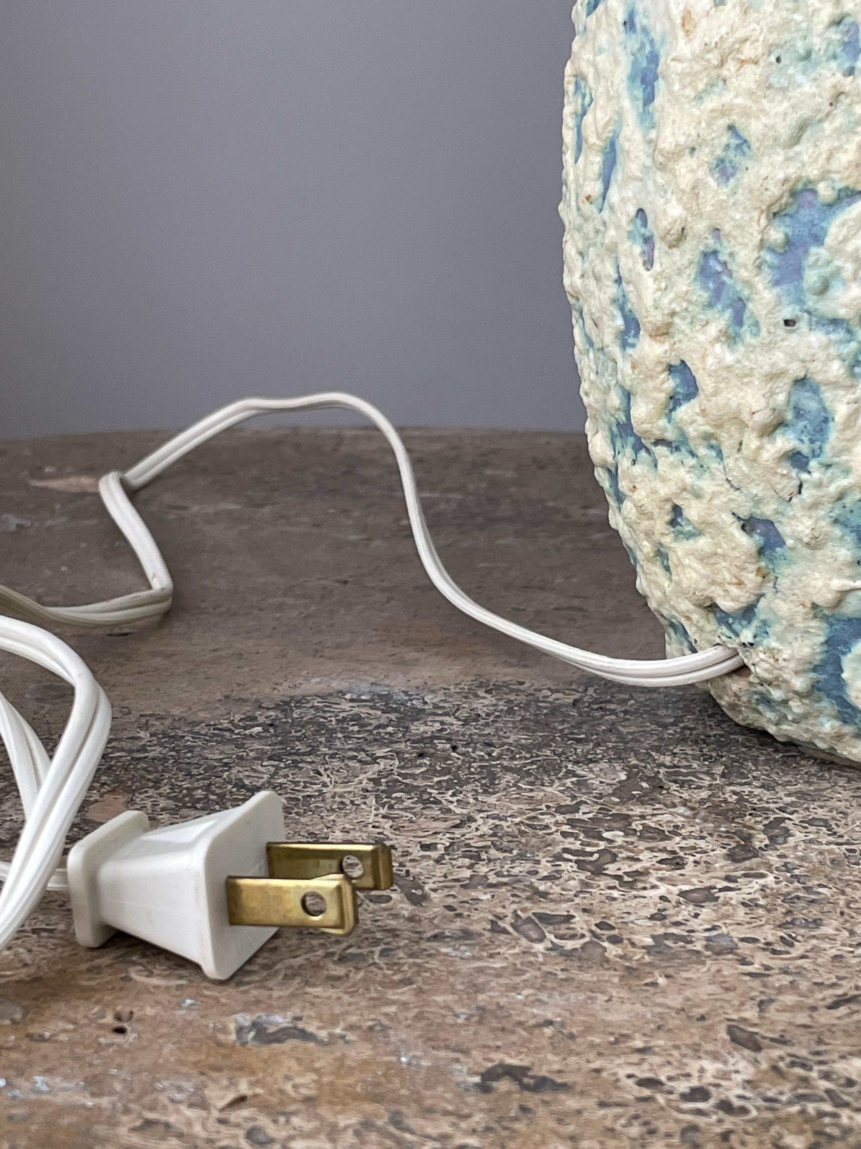 Mid-20th Century Marcello Fantoni Organic Shaped Ceramic Lamp with Heavy Texture Lava Glaze For Sale