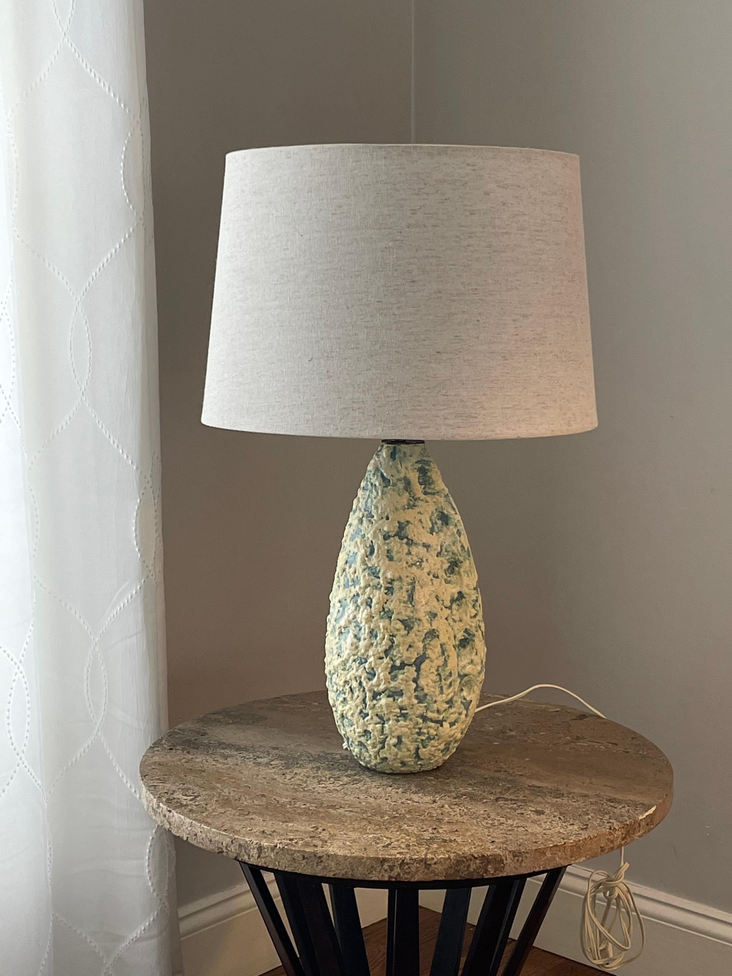 Marcello Fantoni Organic Shaped Ceramic Lamp with Heavy Texture Lava Glaze For Sale 2